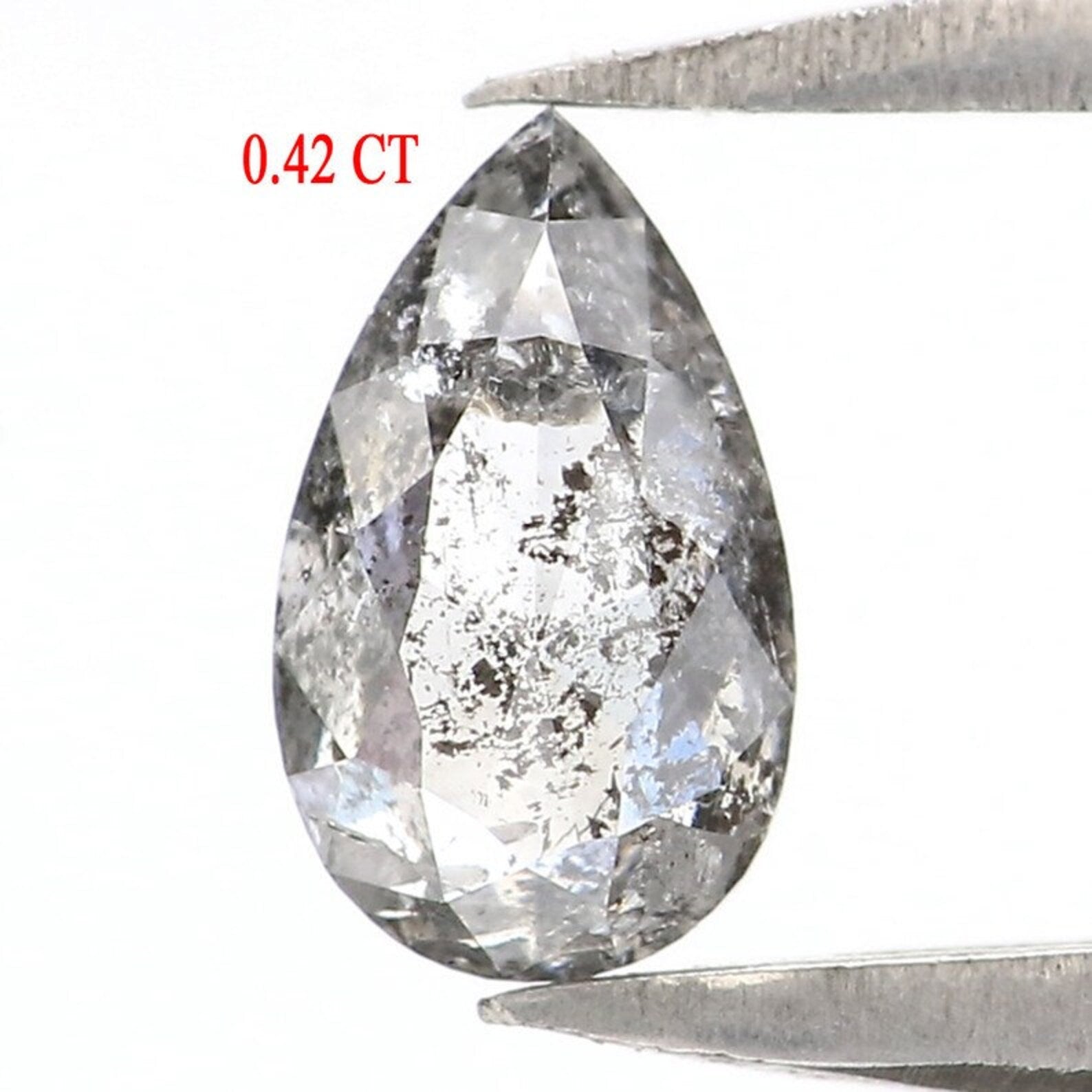 0.42 CT Natural Loose Pear Shape Diamond Salt And Pepper Pear Diamond 6.10 MM Natural Loose Black Grey Color Pear Rose Cut Diamond NQ1900