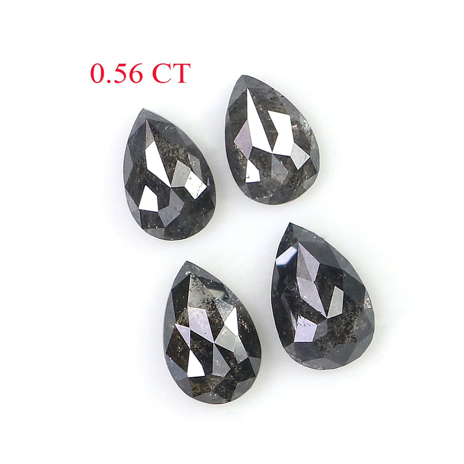 0.56 CT Natural Loose Pear Shape Diamond Salt And Pepper Pear Diamond 4.05 MM Natural Loose Black Grey Color Pear Rose Cut Diamond LQ2897
