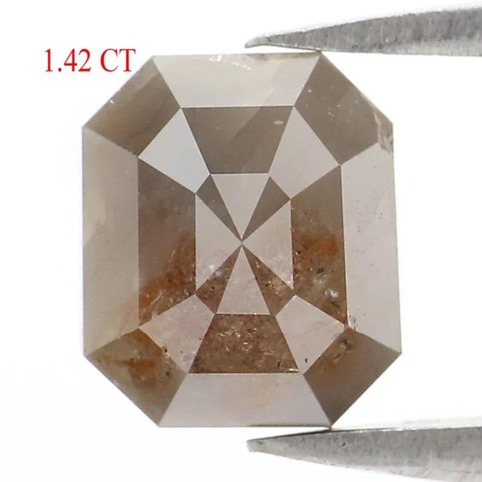 1.42 CT Natural Loose Emerald Shape Diamond Grey Color Emerald Diamond 6.80 MM Natural Loose Brown Color Emerald Rose Cut Diamond NQ2437