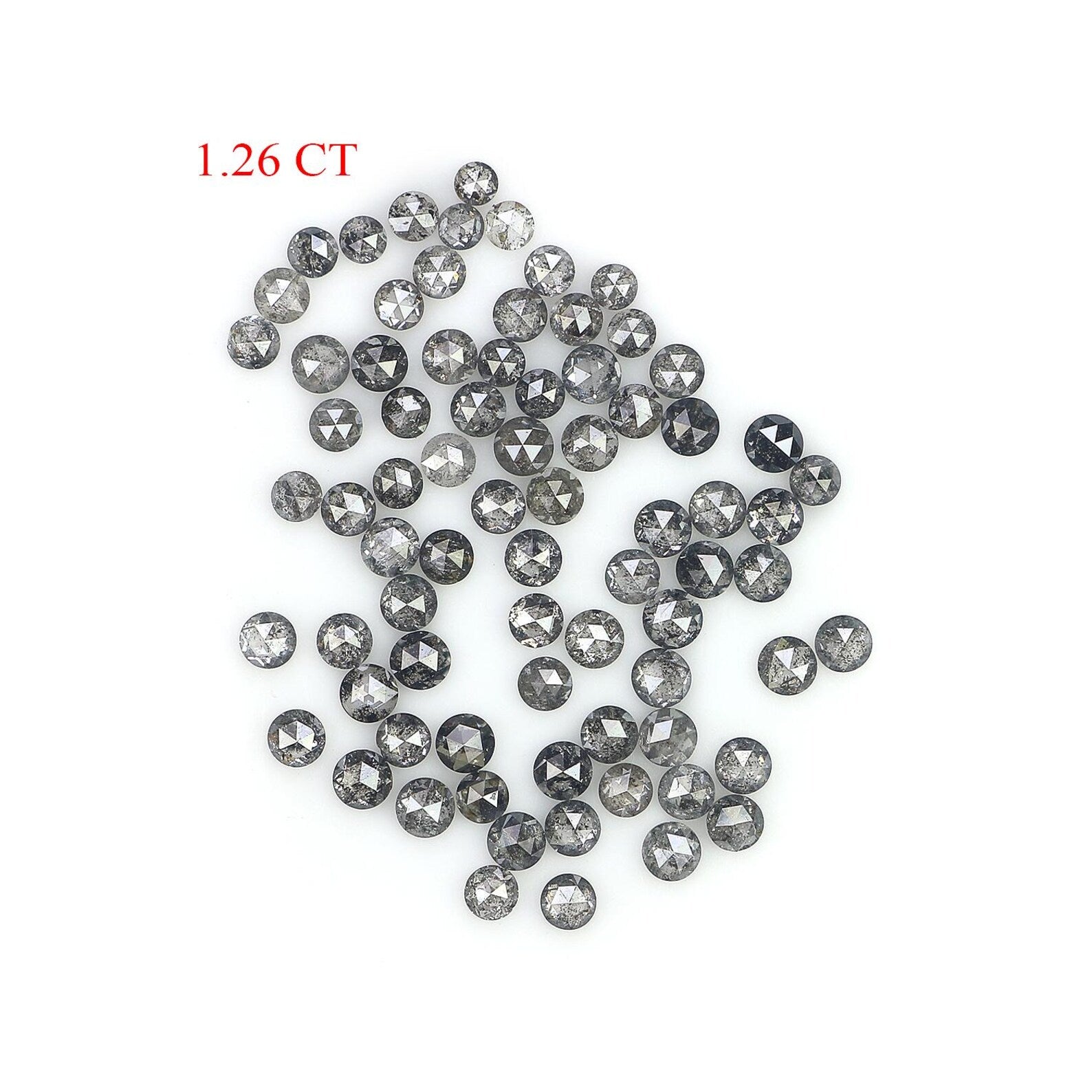 1.26 CT Natural Loose Round Shape Diamond Salt And Pepper Round Cut Diamond 1.30 MM Natural Black Grey Color Round Rose Cut Diamond NQ1832