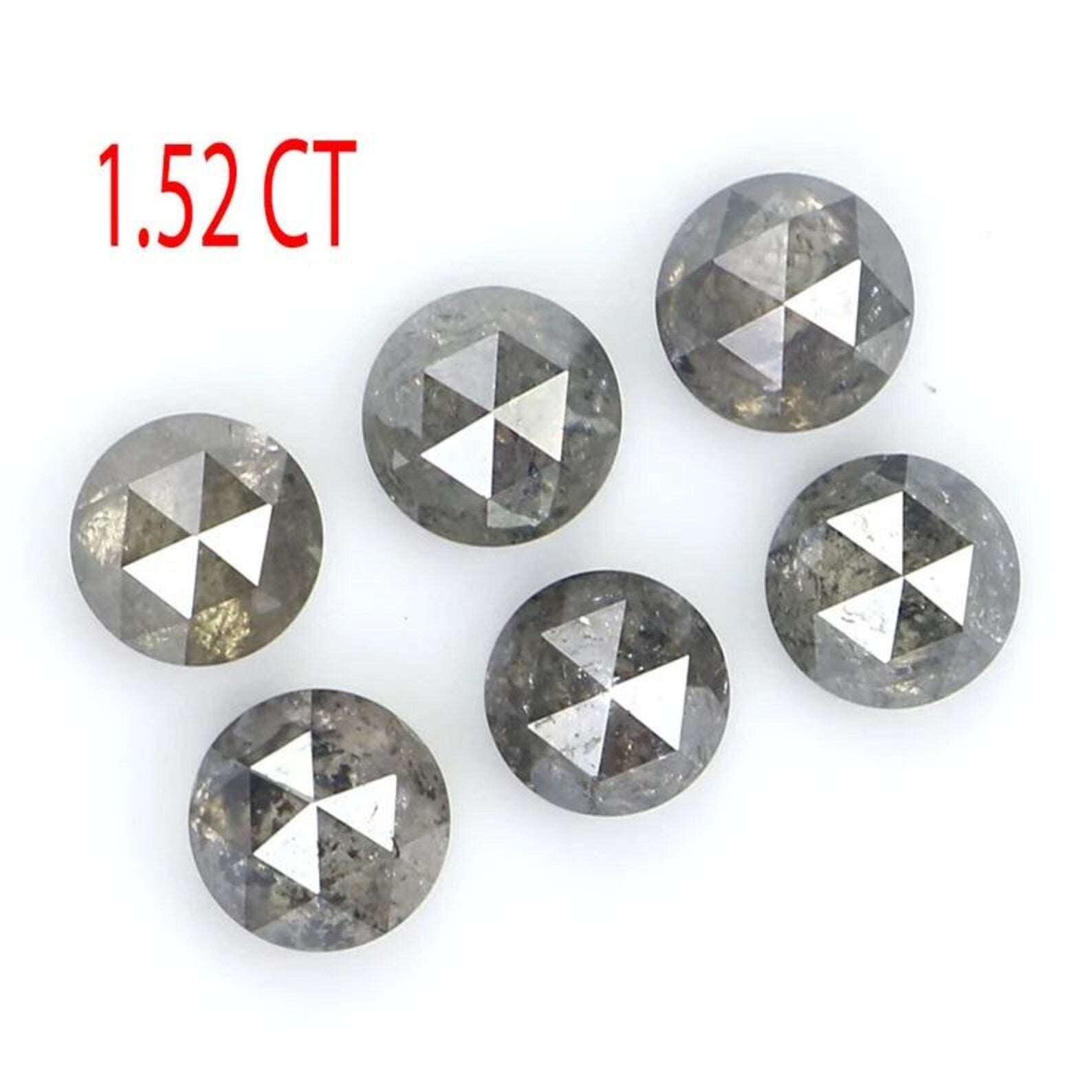 1.52 CT Natural Loose Round Shape Diamond Salt And Pepper Round Diamond 3.45 MM Natural Loose Black Gray Color Round Rose Cut Diamond NQ2091