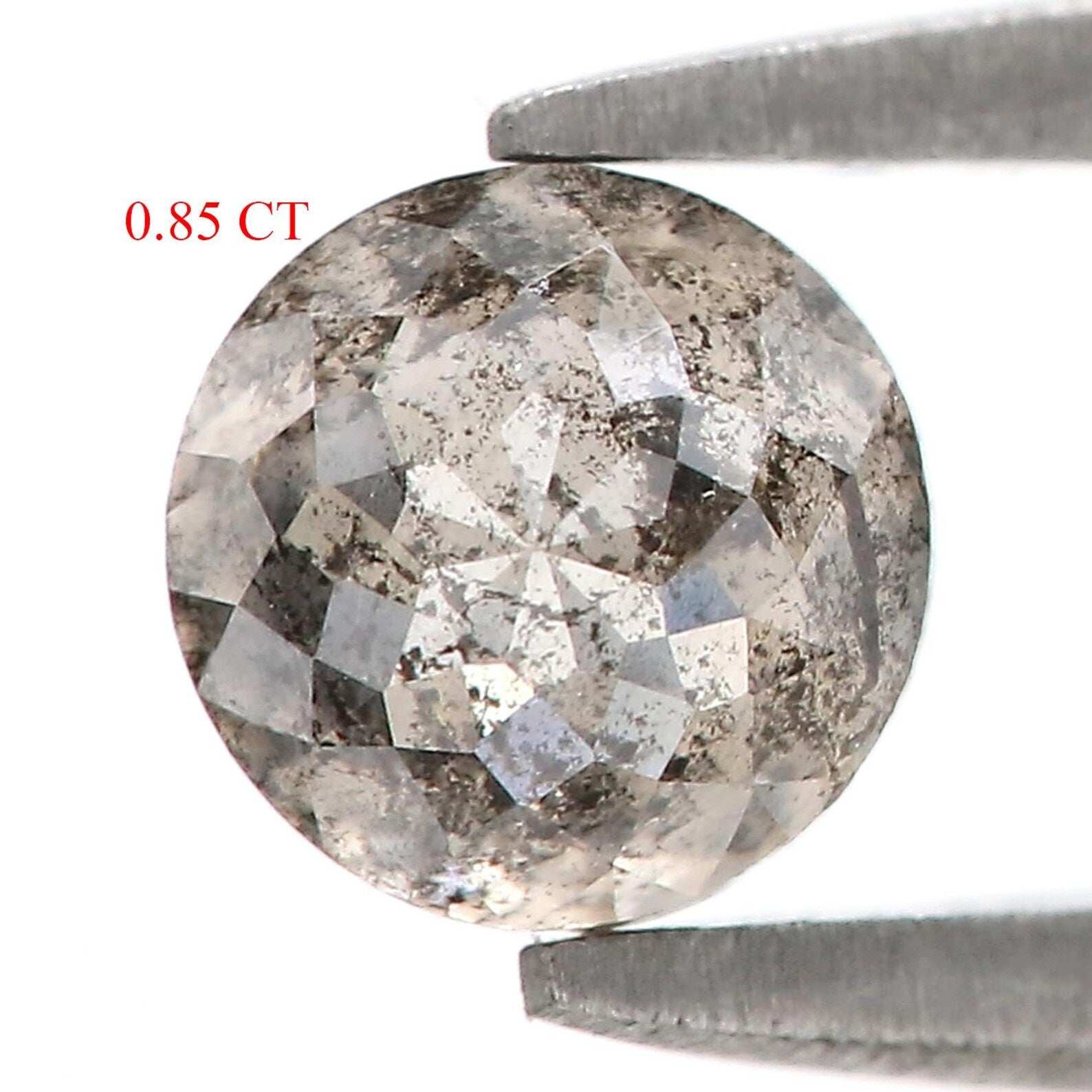 0.85 Ct Natural Loose Round Shape Diamond Salt And Pepper Round Cut Diamond 5.30 MM Natural Black Gray Color Round Rose Cut Diamond NQ9686