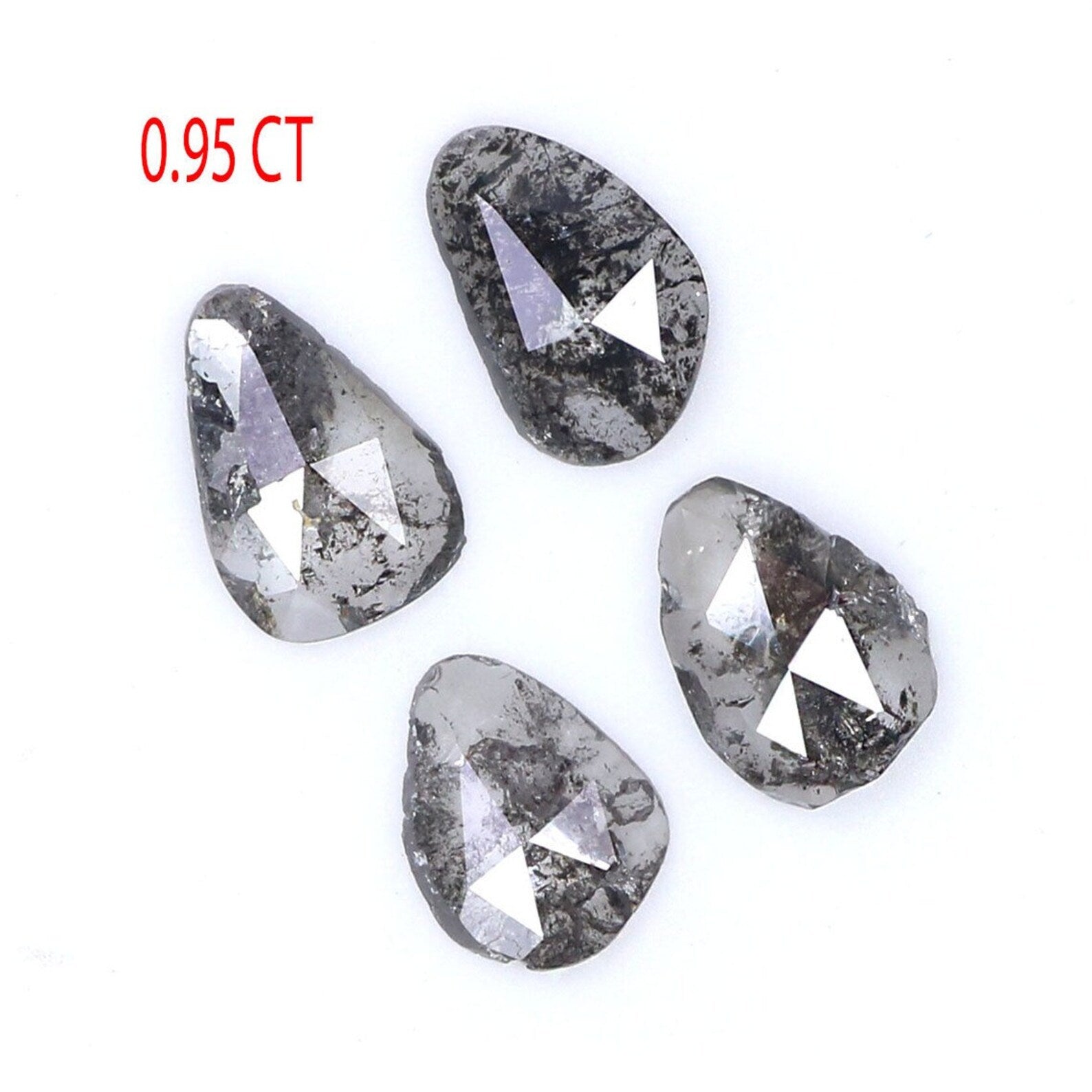 0.95 CT Natural Loose Slice Cut Diamond Salt And Pepper Slice Cut Diamond 5.40 MM Natural Loose Slice Cut Black Grey Color Diamond NQ1636