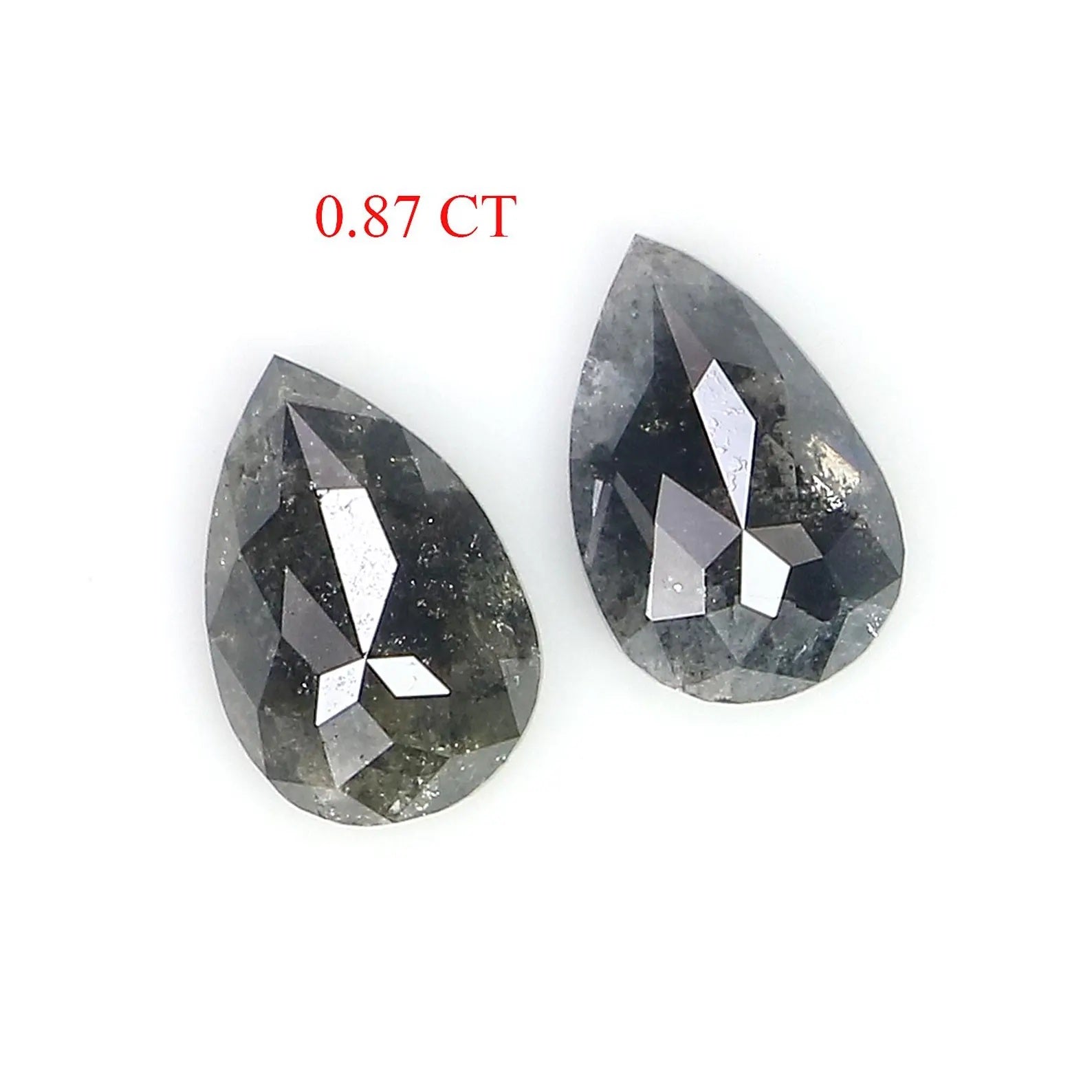 0.87 CT Natural Loose Pear Shape Diamond Salt And Pepper Diamond 6.35 MM Natural Loose Diamond Black Grey Color Pear Rose Cut Diamond NQ2279
