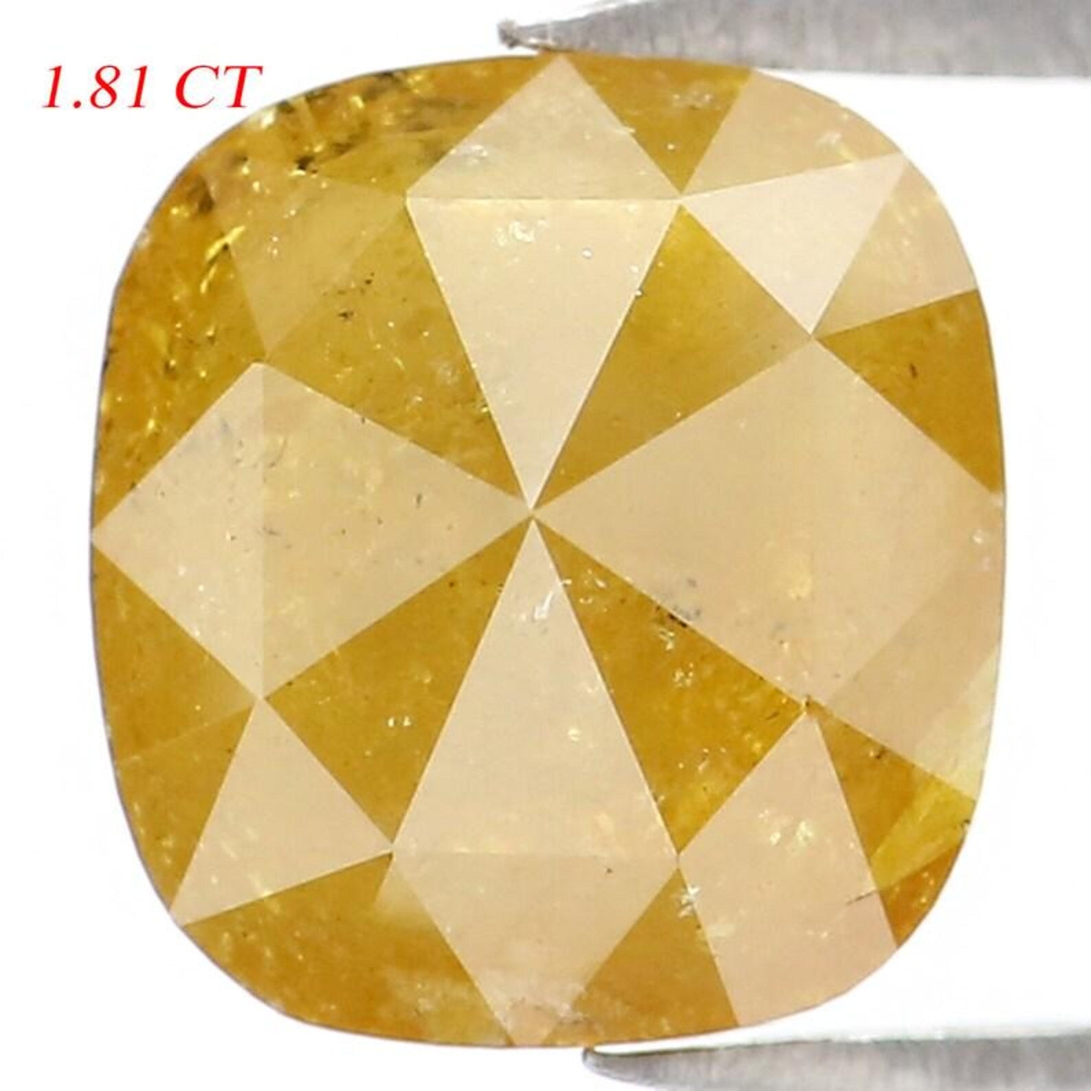 1.81 Ct Natural Loose Cushion Shape Diamond Yellow Color Cushion Cut Diamond 7.10 MM Natural Yellow Color Cushion Rose Cut Diamond NQ156