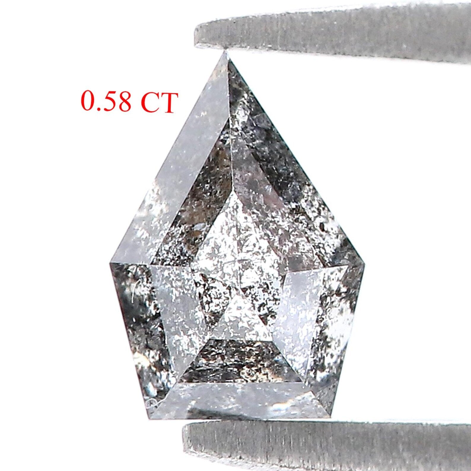 0.58 Ct Natural Loose Shield Shape Diamond Salt And Pepper Shield Diamond 6.60 MM Natural Loose Black Grey Color Shield Cut Diamond QN8843