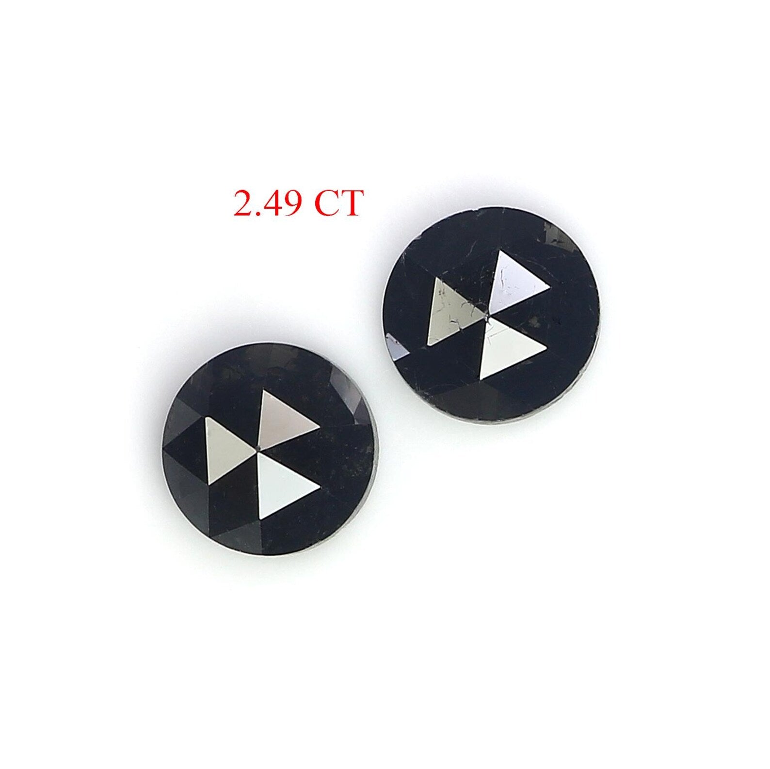 2.49 Ct Natural Loose Round Shape Pair Diamond Black Color Round Diamond 6.65 MM Natural Diamond Black Color Round Rose Cut Diamond NQ1715