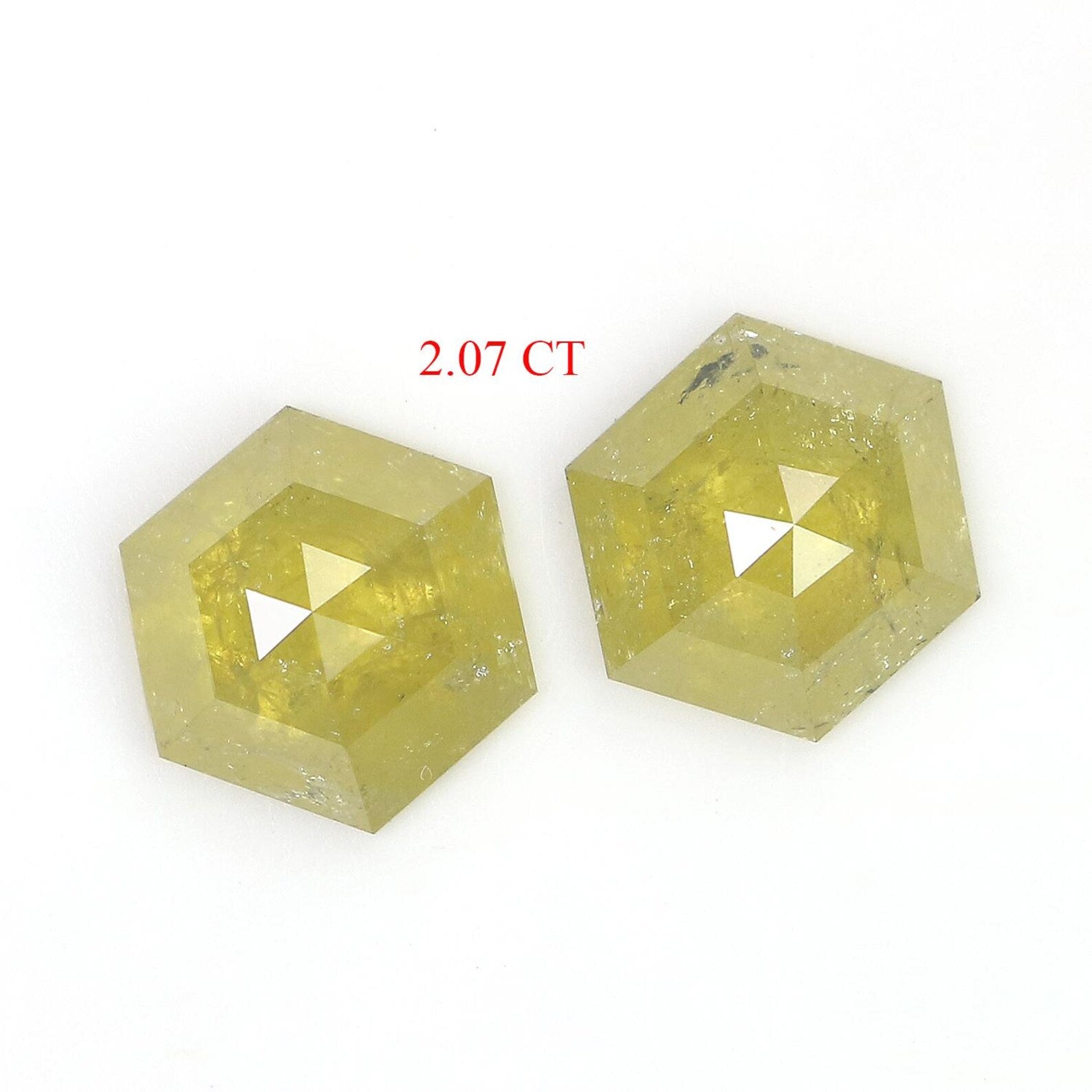 2.07 Ct Natural Loose Hexagon Shape Pair Diamond Yellow Color Hexagon Cut Diamond 6.70 MM Natural Diamond Hexagon Rose Cut Diamond NQ7999
