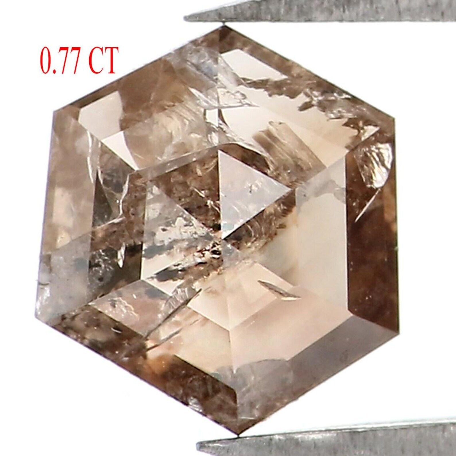 0.77 CT Natural Loose Hexagon Shape Diamond Brown Color Hexagon Diamond 6.50 MM Natural Loose Brown Color Hexagon Rose Cut Diamond NQ1770