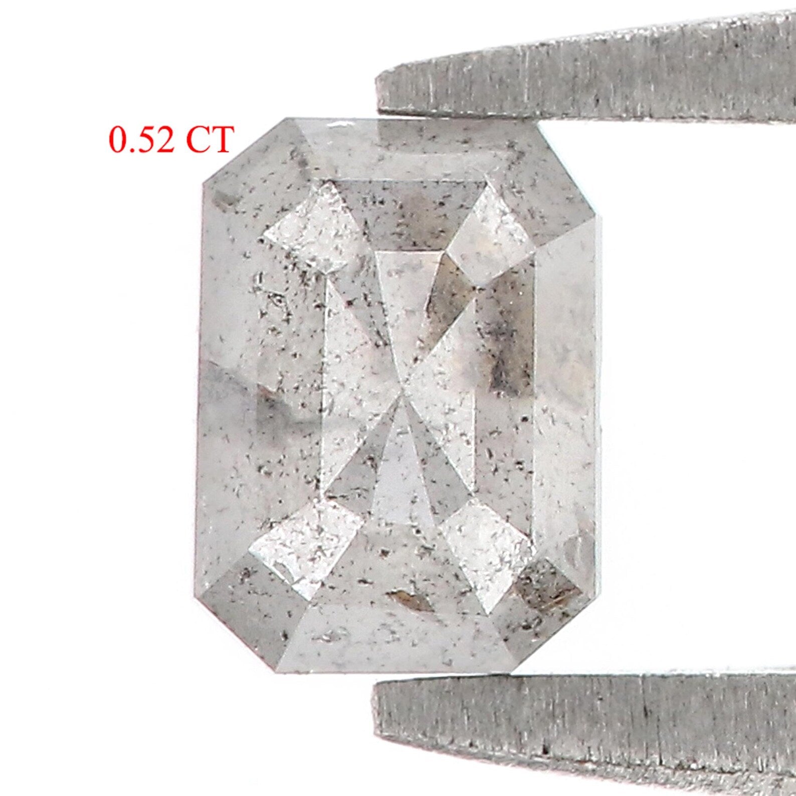 0.52 CT Natural Loose Emerald Shape Diamond Grey Color Emerald Diamond 5.40 MM Natural Diamond Grey Color Emerald Rose Cut Diamond QN824