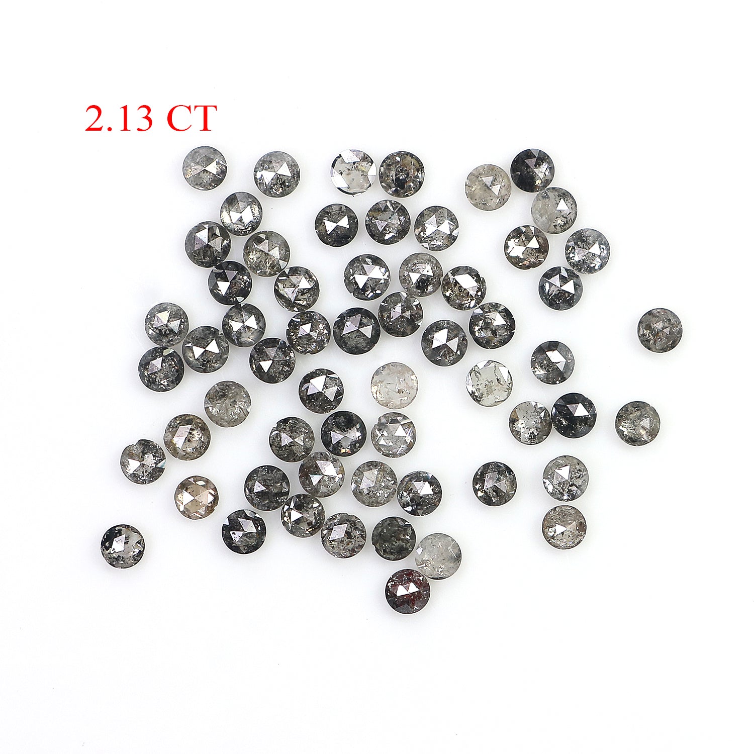 2.13 Ct Natural Loose Round Shape Diamond Salt And Pepper Diamond 1.90 MM Natural Diamond Black Grey Color Round Rose Cut Diamond LQ3035