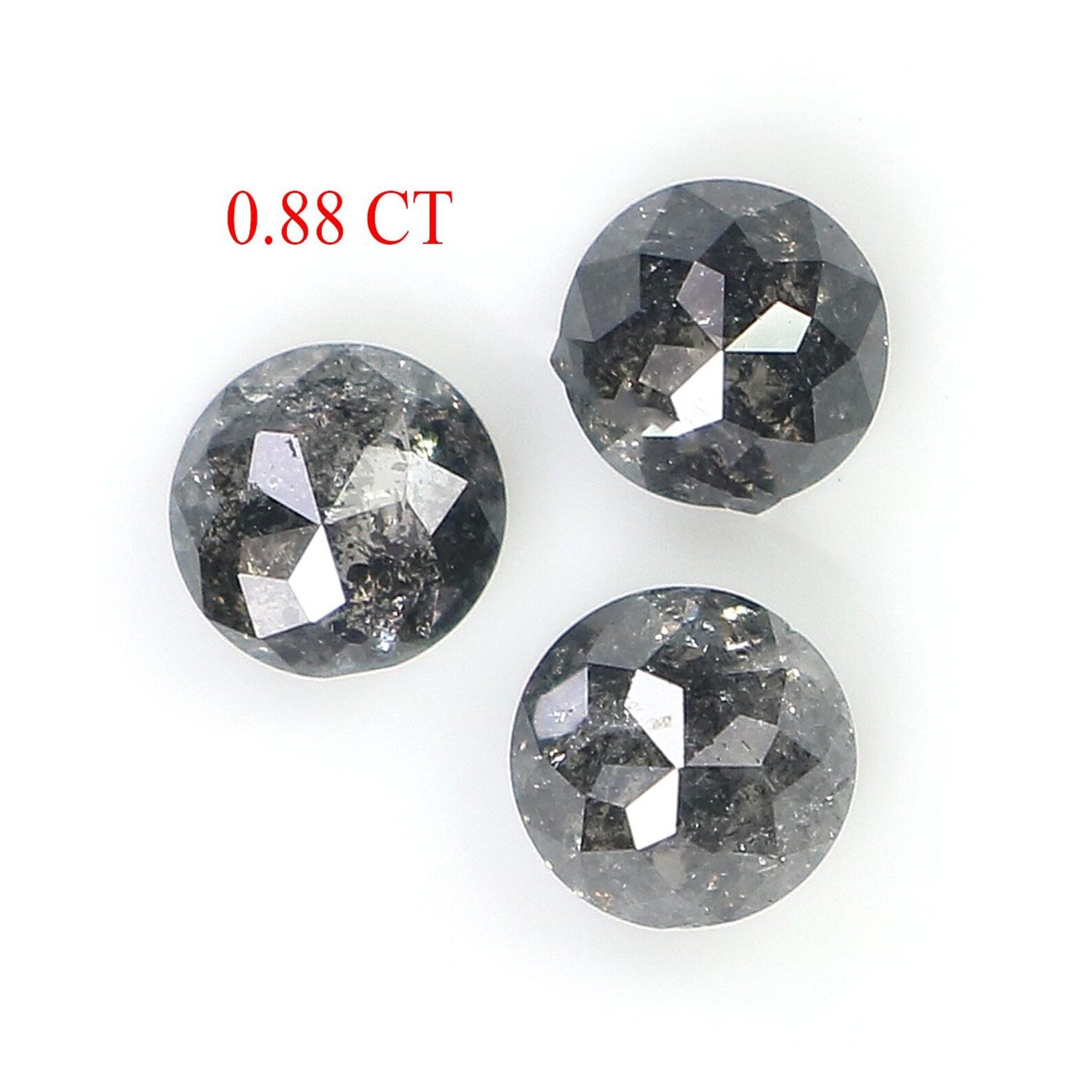 0.88 CT Natural Loose Round Shape Diamond Salt And Pepper Round Cut Diamond 3.70 MM Natural Loose Diamond Round Rose Cut Diamond NQ1876