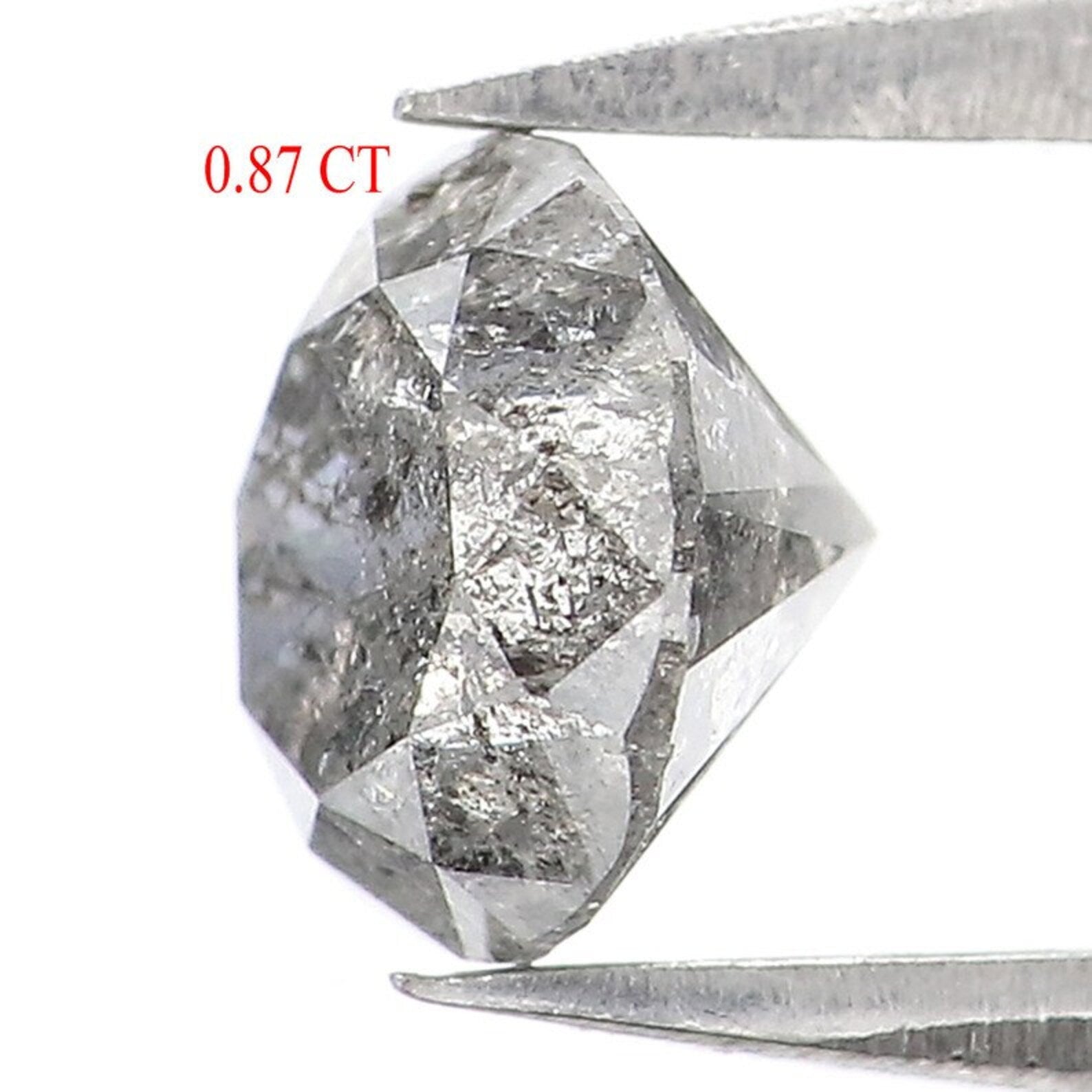 0.87 CT Natural Loose Round Brilliant Cut Diamond Salt And Pepper Round Diamond 5.80 MM Natural Black Grey Color Round Cut Diamond QN9140