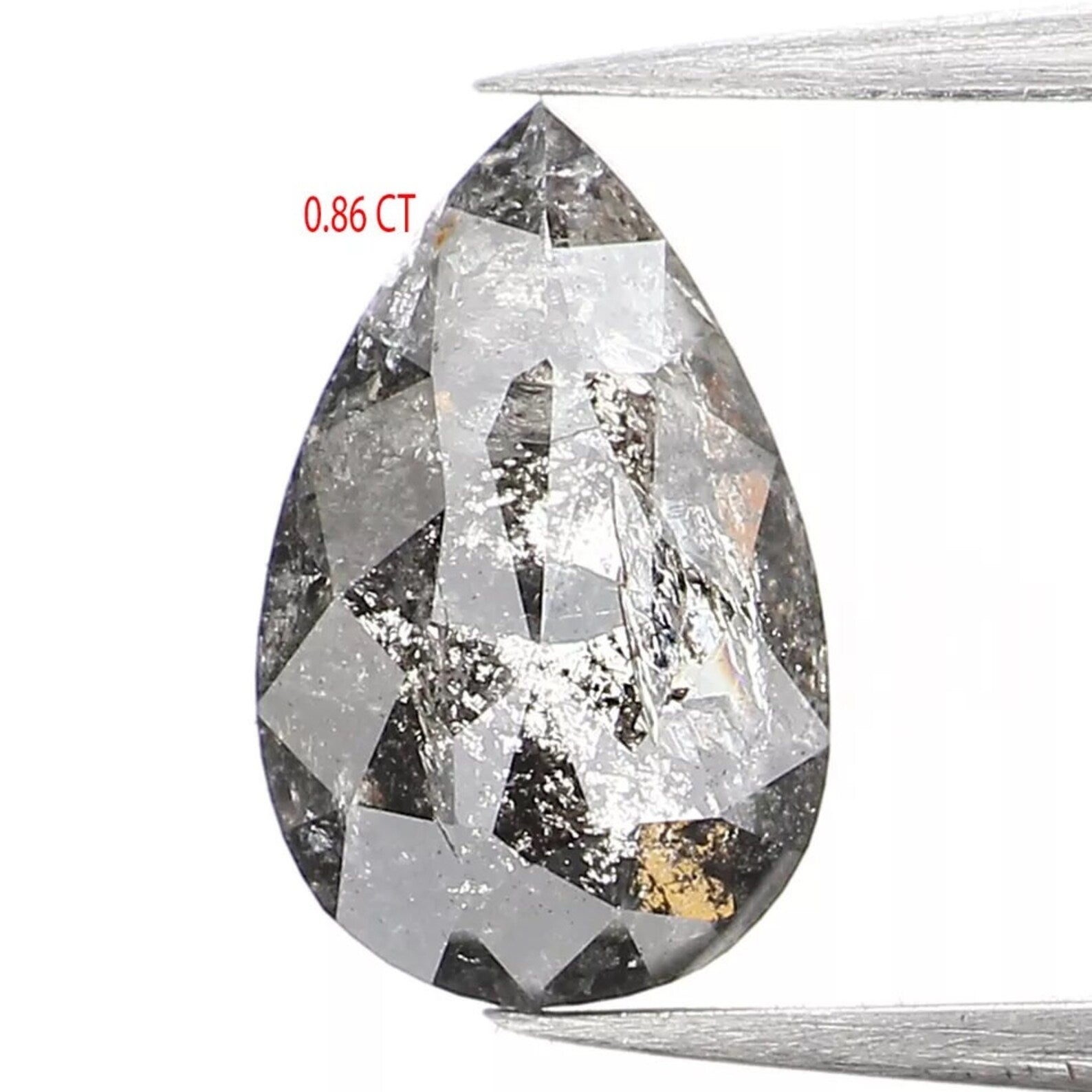 0.86 CT Natural Loose Pear Shape Diamond Salt And Pepper Diamond 8.00 MM Natural Loose Diamond Black Grey Color Pear Rose Cut Diamond QN1434