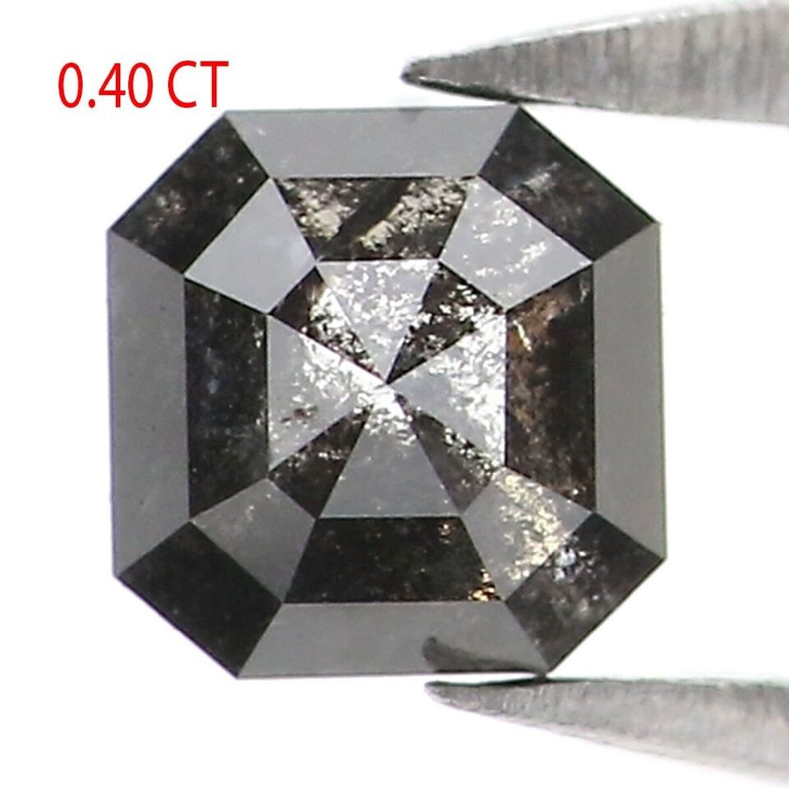 0.40 Ct Natural Loose Emerald Shape Diamond Salt And Pepper Emerald Diamond 4.00 MM Natural Black Grey Color Emerald Rose Cut Diamond NQ9403