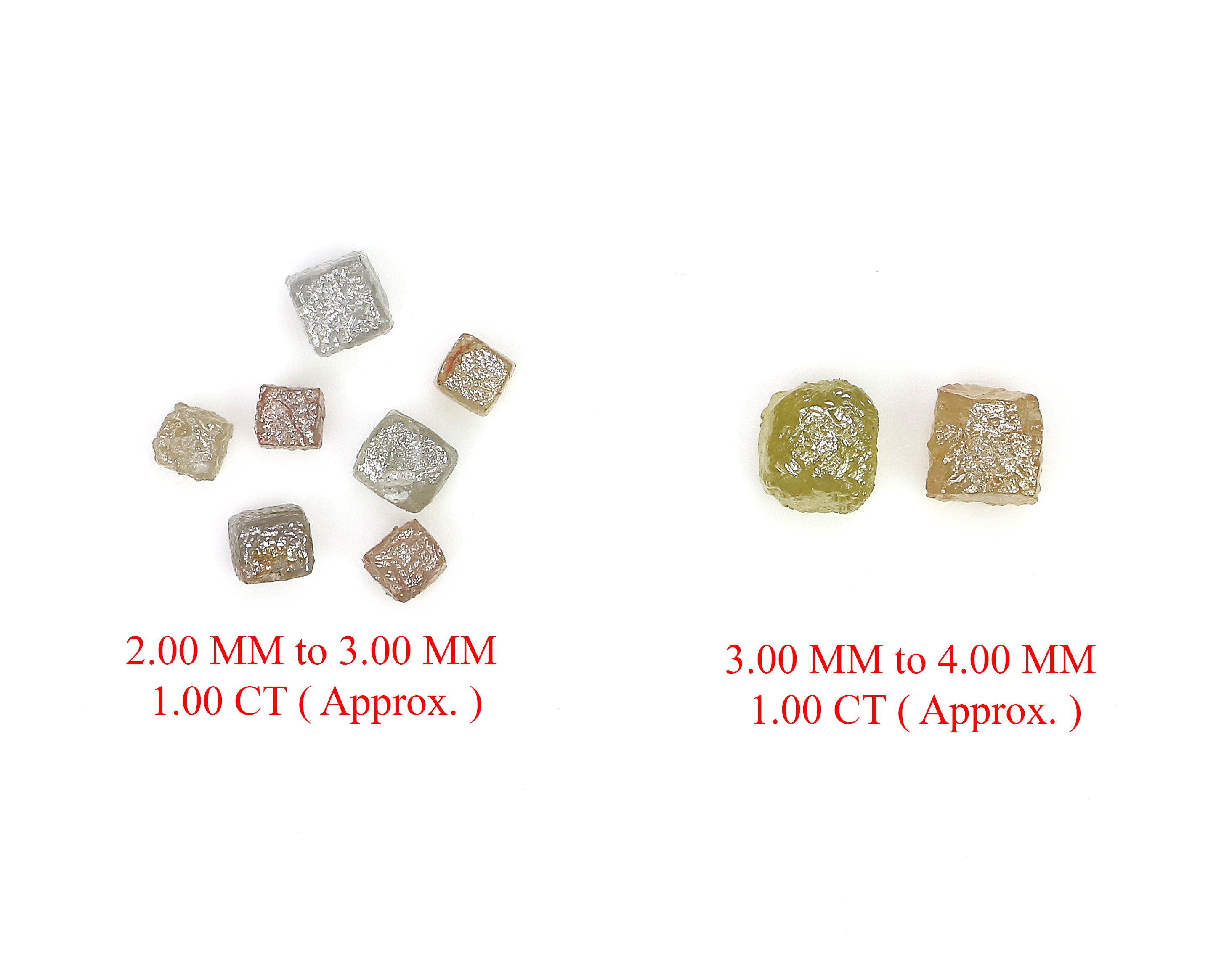 Natural Loose Rough Cube Shape Diamond Mix Color Rough Cut Diamond 2.00 to 4.00 MM 1 Ct Scoop Uncut Rough Cube Irregular Cut Diamond Q75