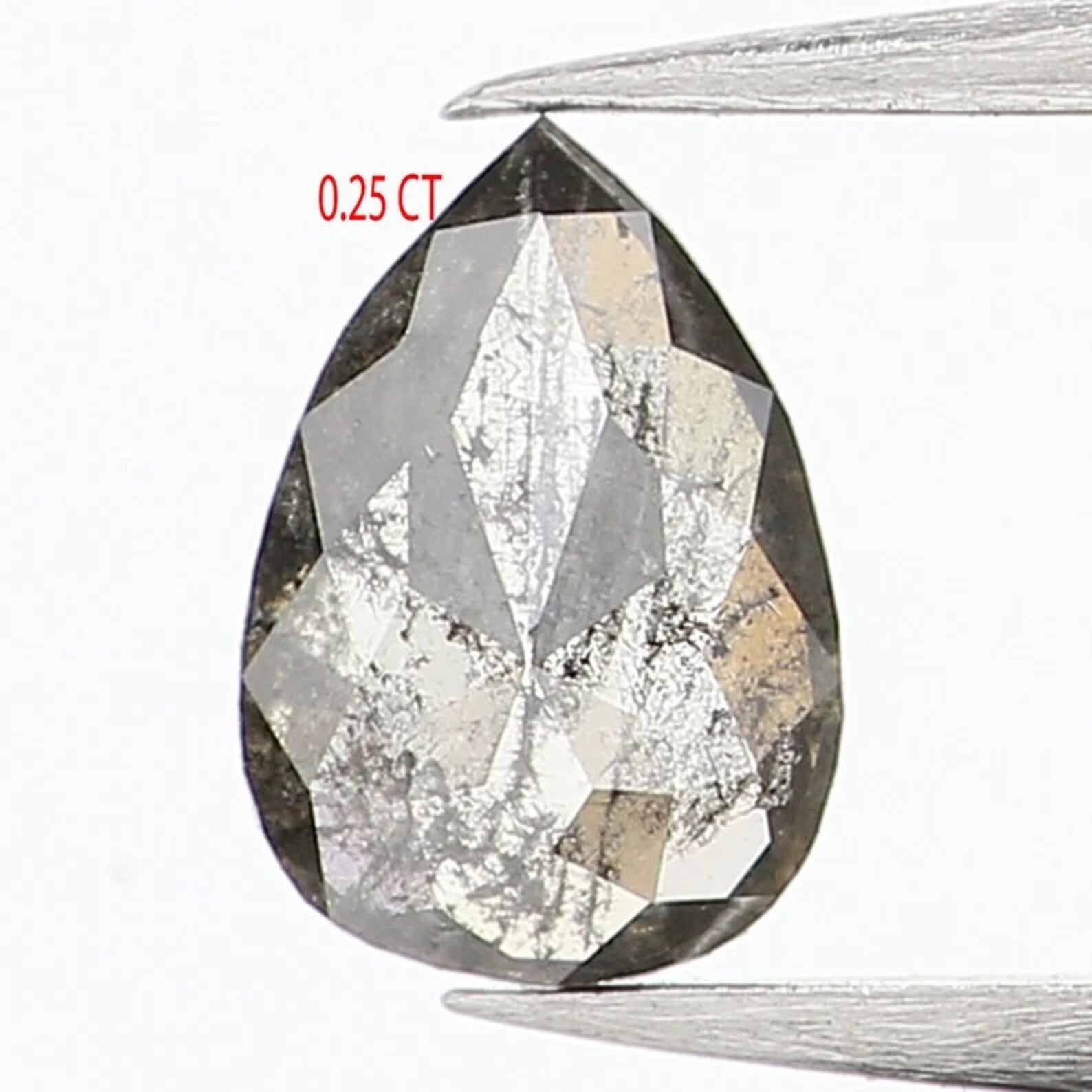 0.25 CT Natural Loose Pear Shape Diamond Salt And Pepper Pear Diamond 5.00 MM Natural Diamond Black Grey Color Pear Rose Cut Diamond NQ1445