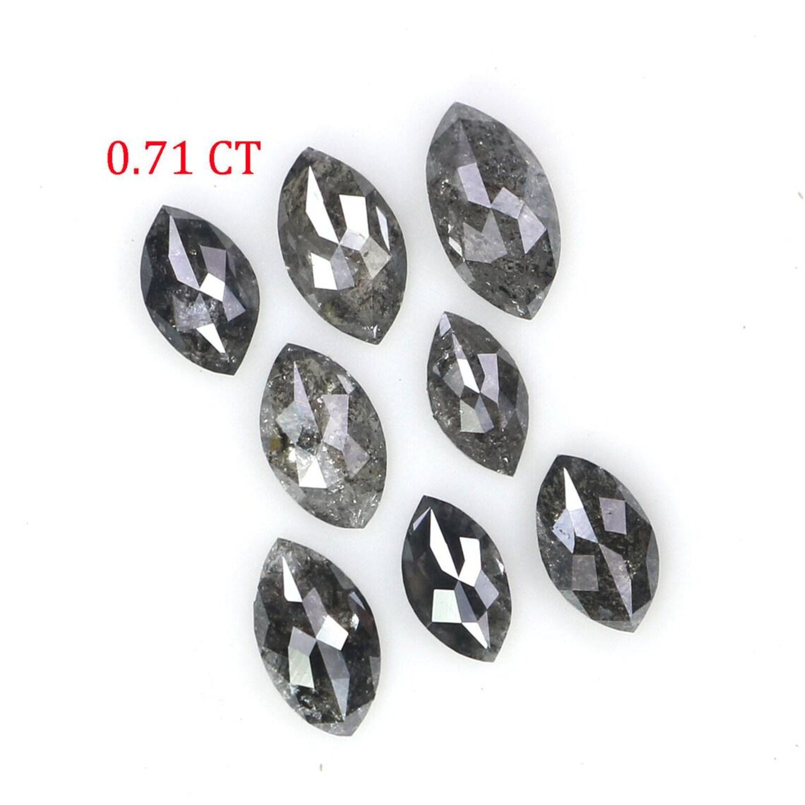 0.71 CT Natural Loose Marquise Shape Diamond Salt And Pepper Marquise Diamond 4.80 MM Natural Black Grey Marquise Rose Cut Diamond NQ2272