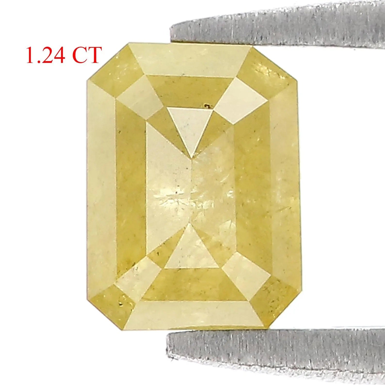 1.24 CT Natural Loose Emerald Shape Diamond Yellow Color Emerald Diamond 6.70 MM Natural Black Green Color Emerald Rose Cut Diamond QN630