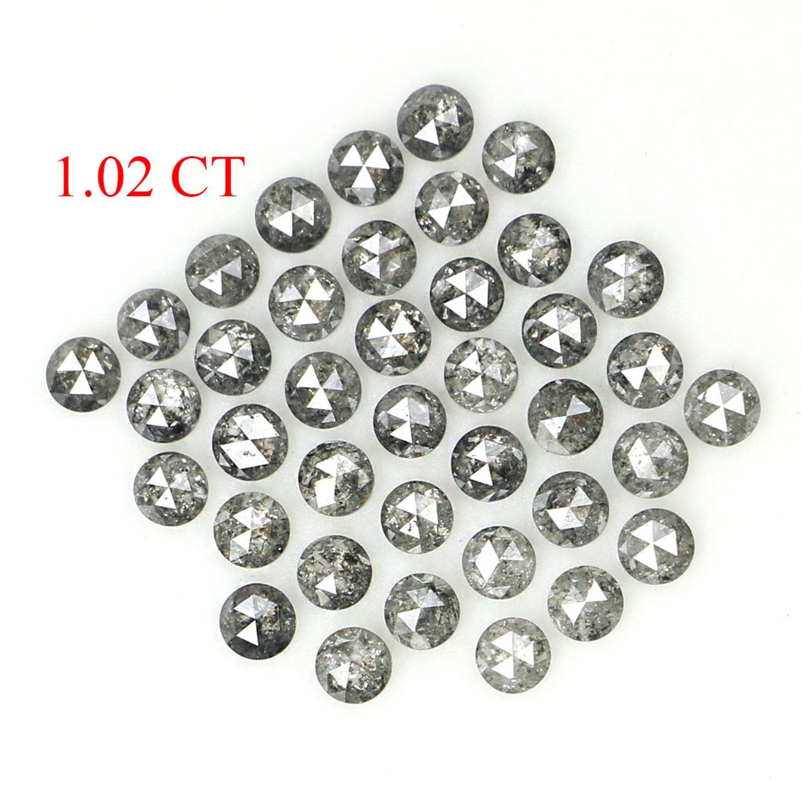 1.02 CT Natural Loose Rose Cut Diamond Salt And Pepper Diamond Black Grey Color 1.70 MM Natural Loose Round Rose Cut Shape Diamond N1561