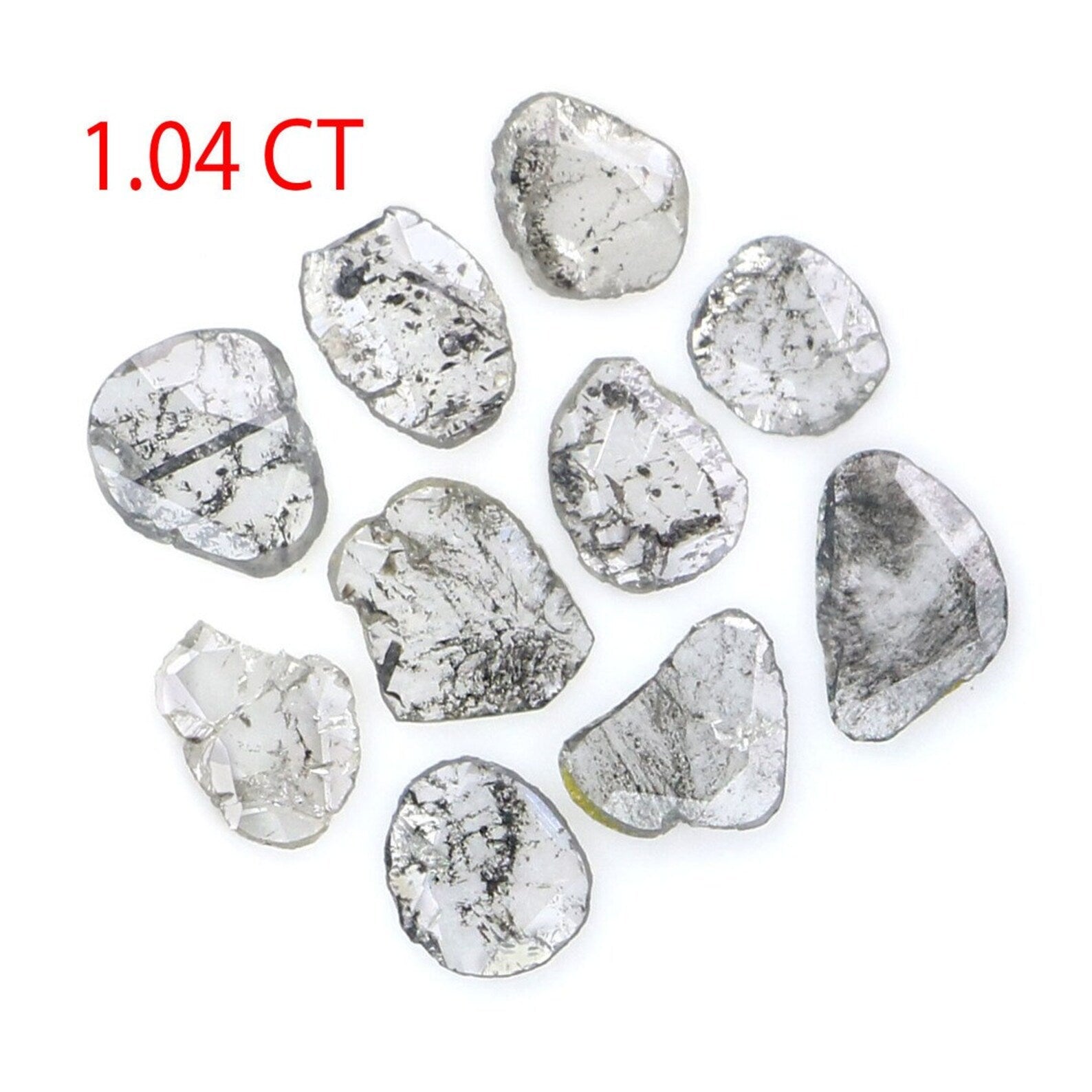 1.04 Ct Natural Loose Slice Shape Diamond Salt And Pepper Slice Diamond 3.95 MM NaturaI Diamond Black Grey Color Slice Cut Diamond NQ2136