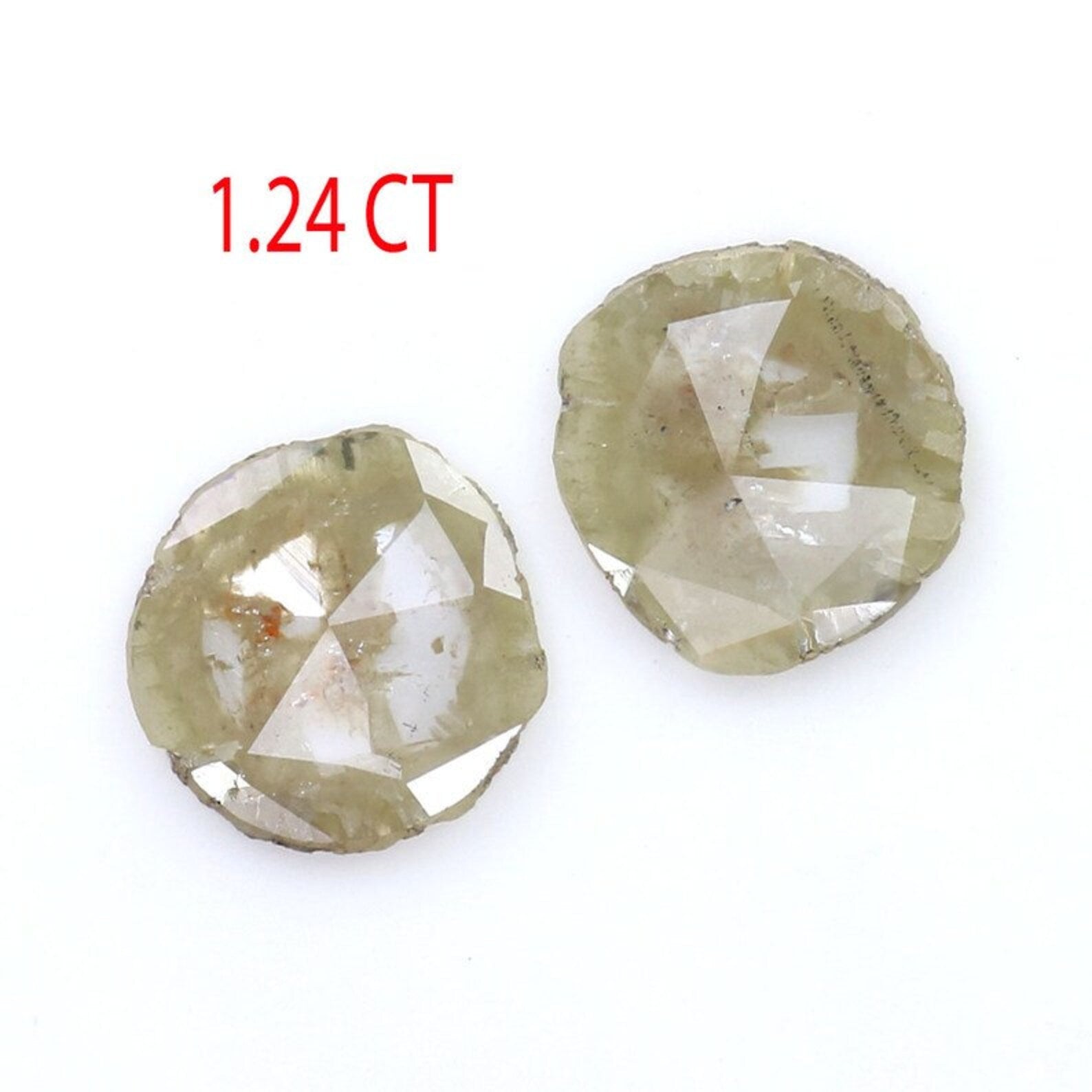 1.24 Ct Natural Loose Slice Shape Diamond Yellow Grey Color Slice Diamond 7.85 MM Natural Yellow Grey Color Slice Rose Cut Diamond NQ1991