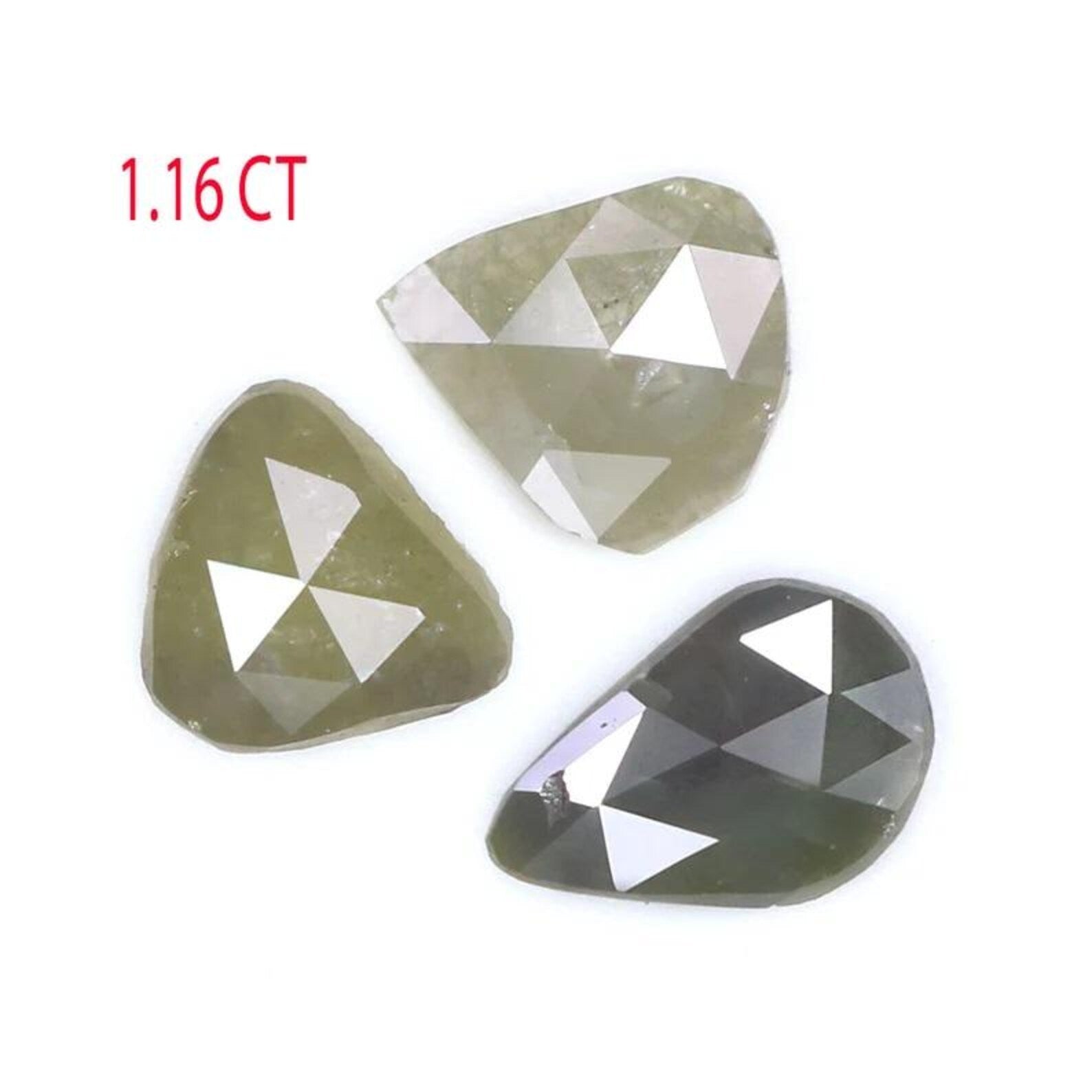 1.16 CT Natural Loose Slice Shape Diamond Yellow Color Irregular Cut Diamond 6.45 MM Natural Diamond Grey Color Slice Rose Cut Diamond NQ616
