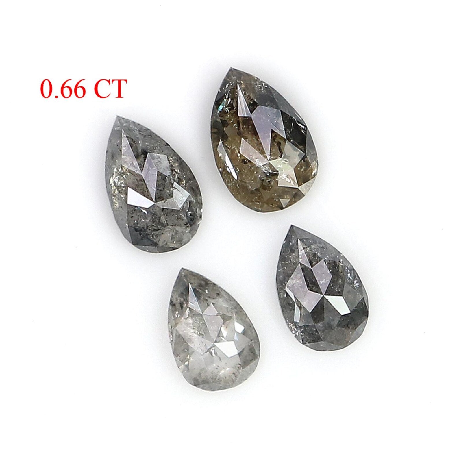 0.66 CT Natural Loose Pear Shape Diamond Salt And Pepper Pear Diamond 4.95 MM Natural Loose Black Grey Color Pear Rose Cut Diamond NQ2268