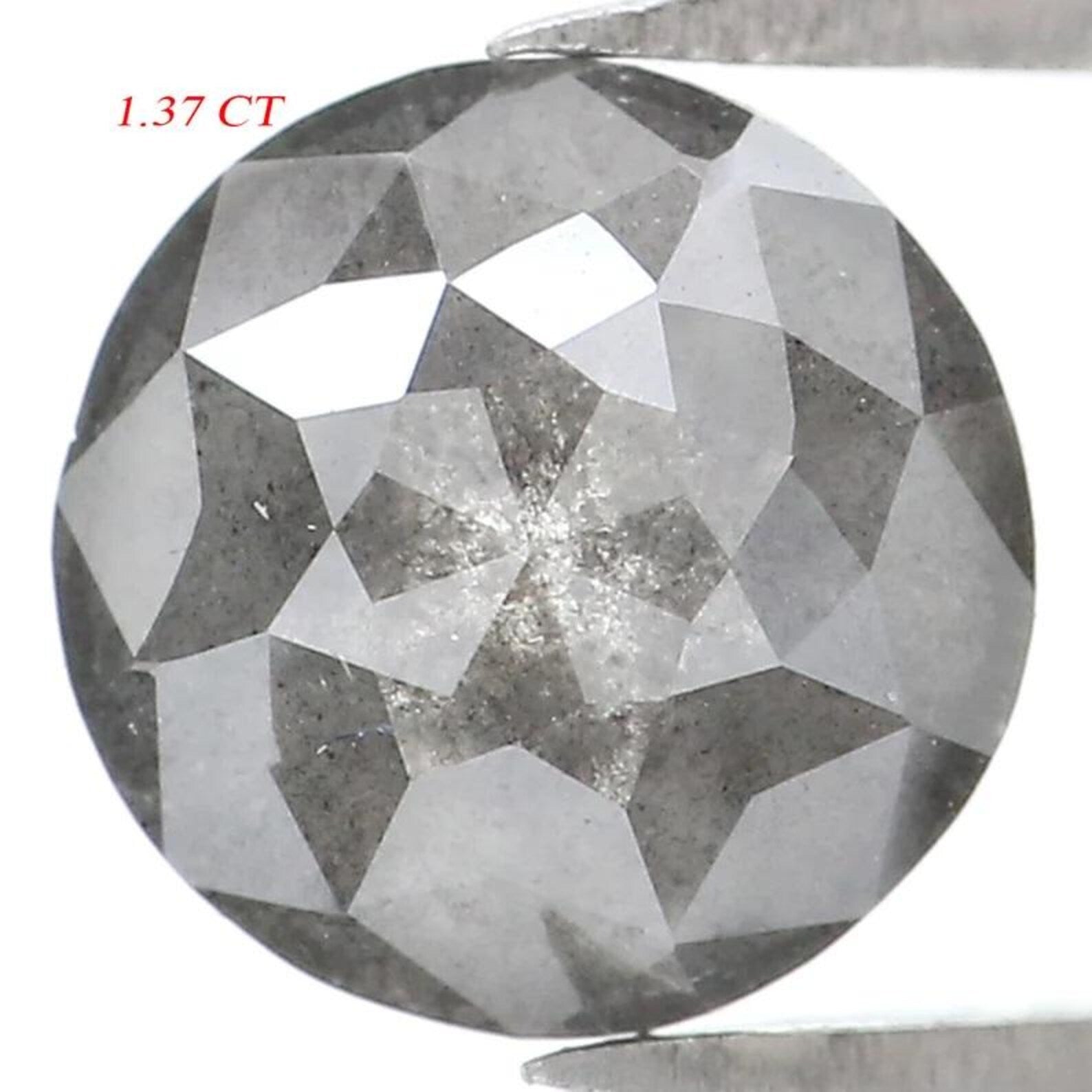 1.37 CT Natural Loose Round Shape Diamond Salt And Pepper Round Cut Diamond 6.80 MM Natural Black Grey Color Round Rose Cut Diamond NQ1142