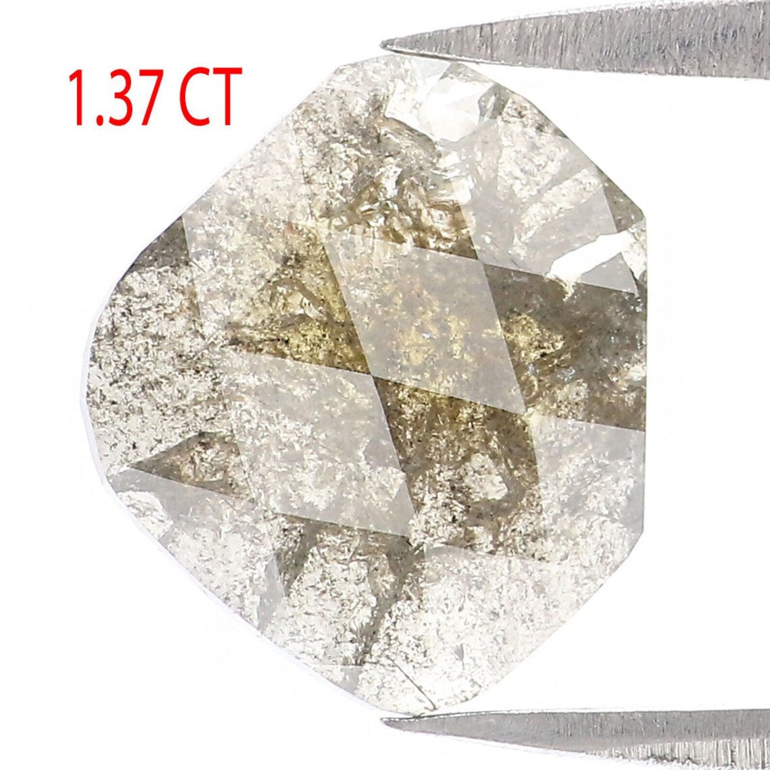 1.37 CT Natural Loose Antique Shape Diamond Salt And Pepper Antique Cut Diamond 9.80 MM Natural Grey Color Antique Rose Cut Diamond NQ7982