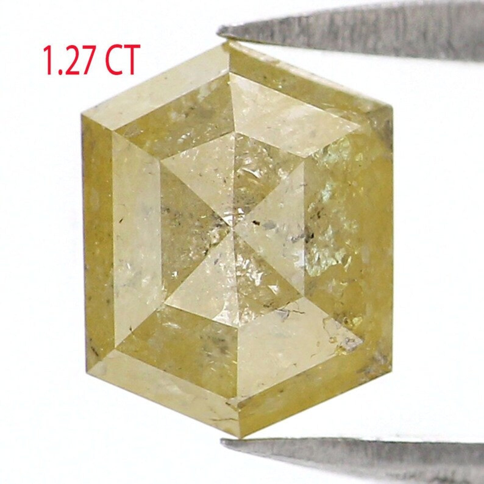 1.27 Ct Natural Loose Hexagon Shape Diamond Yellow Color Hexagon Cut Diamond 7.05 MM Natural Loose Diamond Hexagon Rose Cut Diamond NQ1962