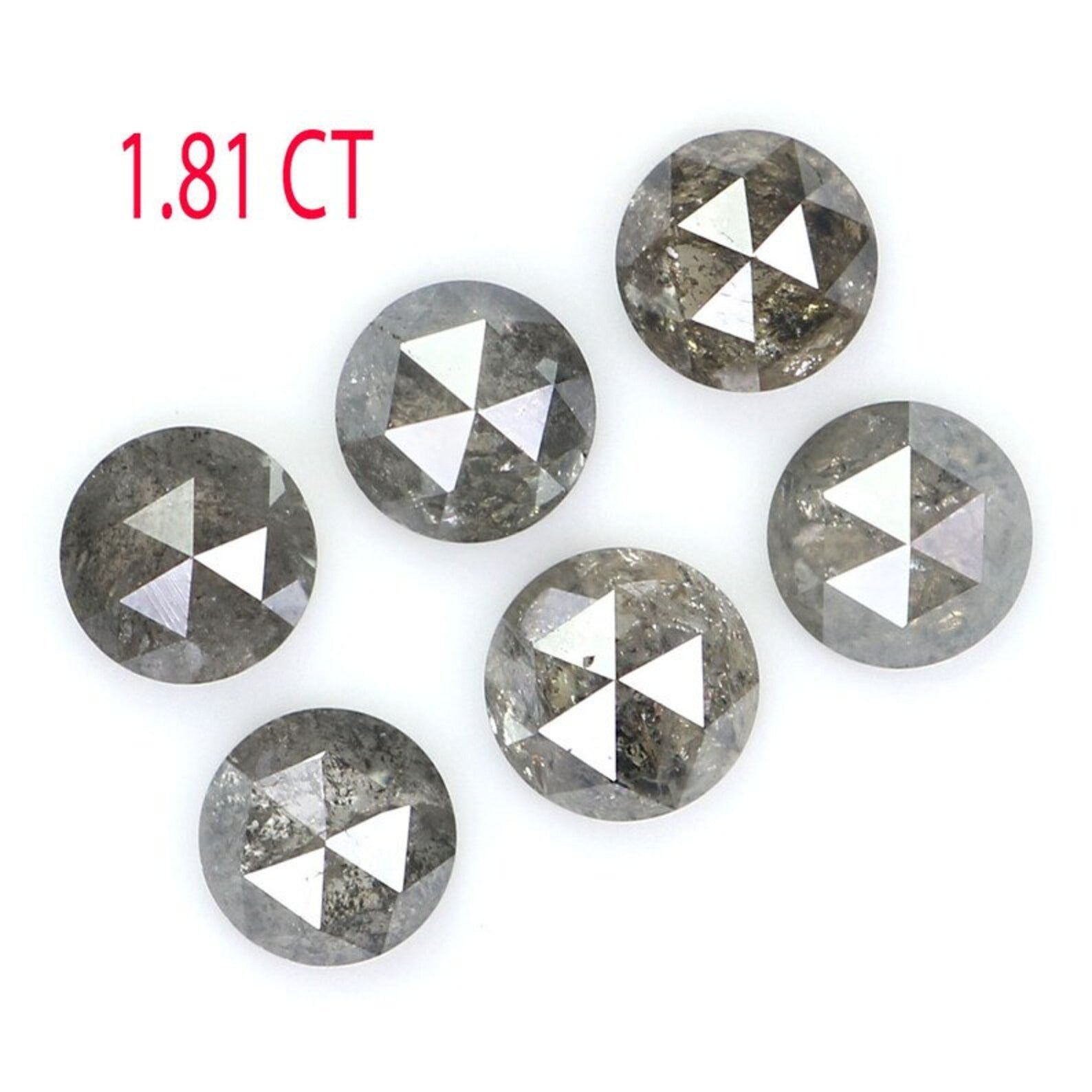 1.81 CT Natural Loose Round Shape Diamond Salt And Pepper Round Cut Diamond 3.90 MM Natural Black Grey Color Round Rose Cut Diamond NQ2060