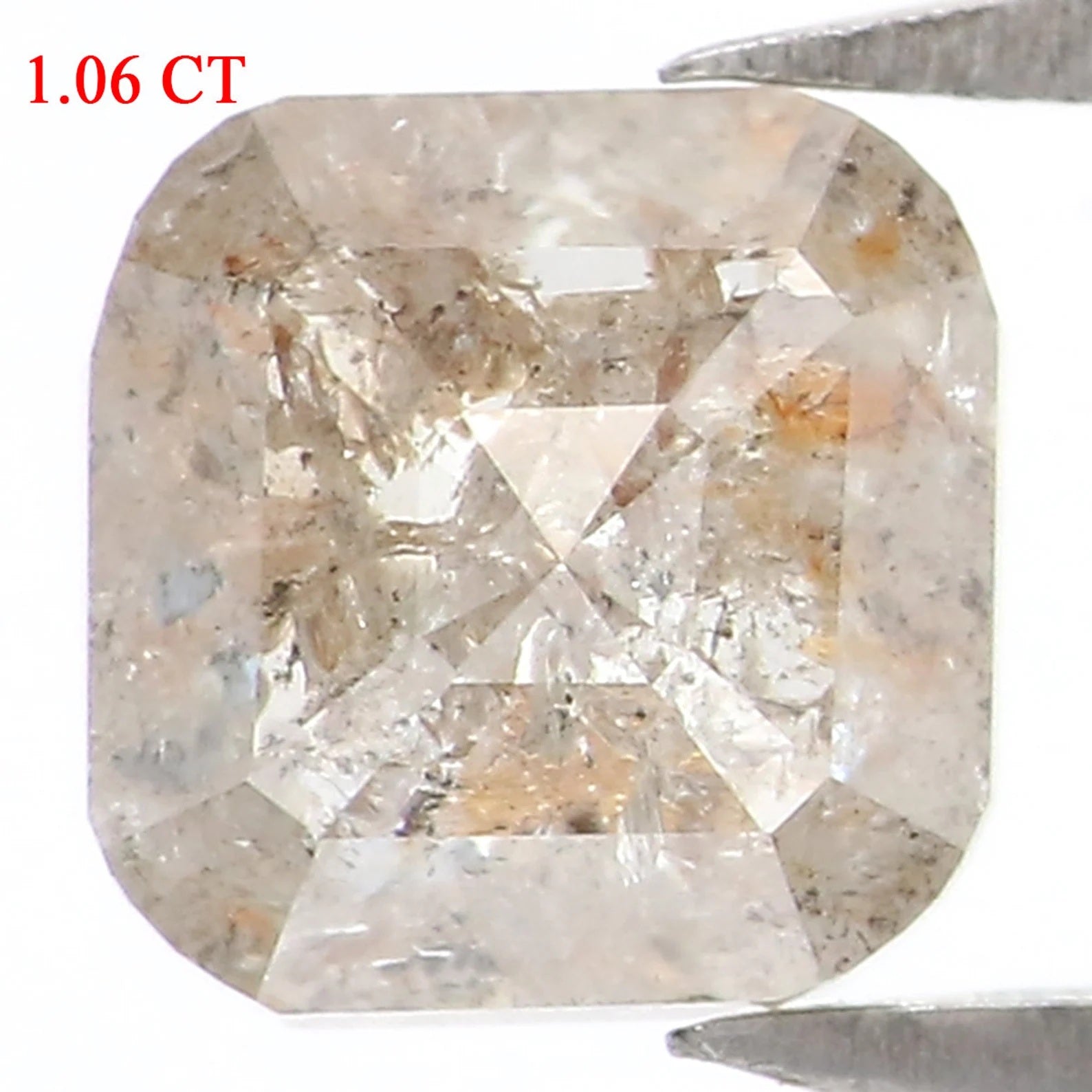 Natural Loose Cushion Grey Color Diamond 1.06 CT 5.60 MM Cushion Shape Rose Cut Diamond KDN8725