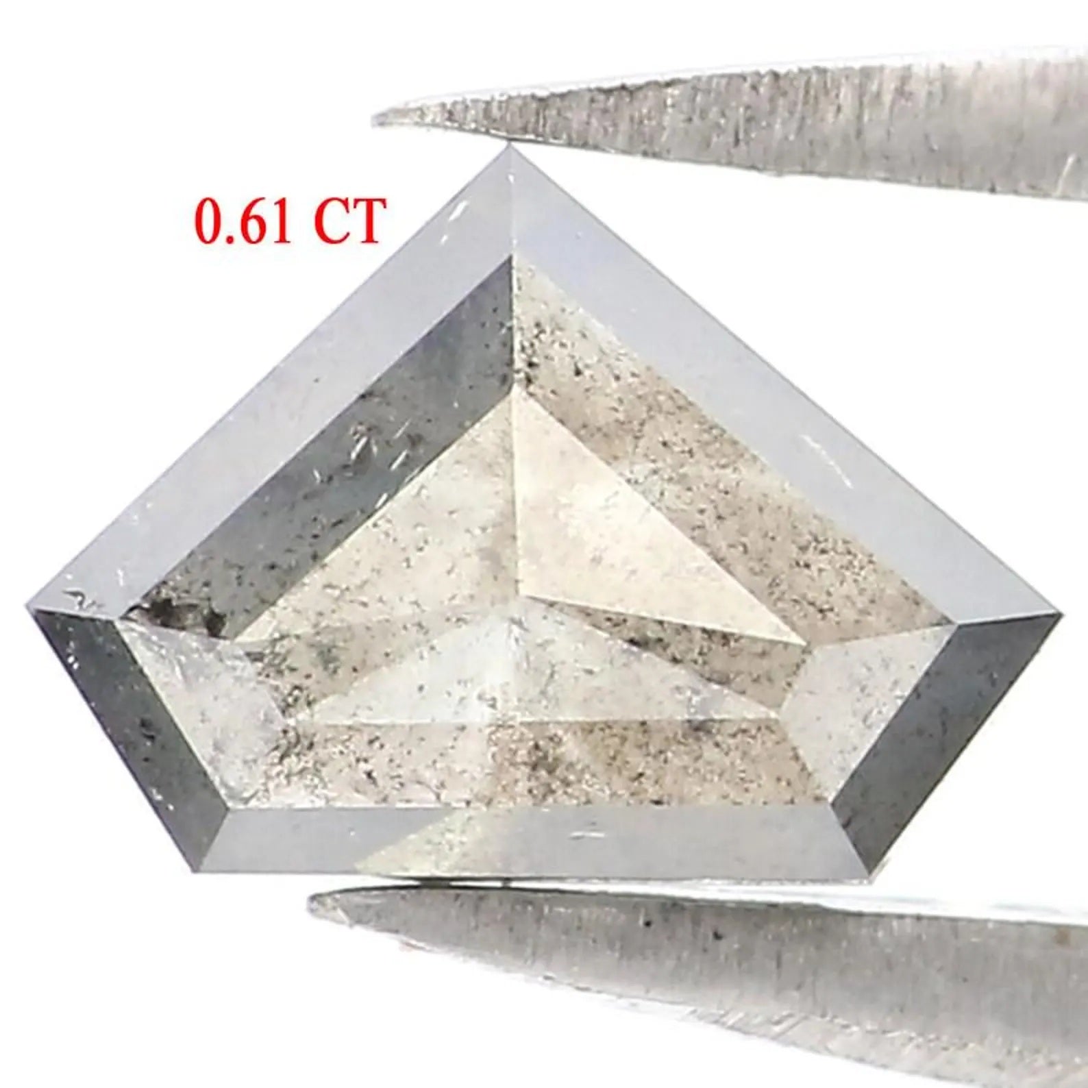 0.61 CT Natural Loose Shield Shape Diamond Salt And Pepper Shield Diamond 5.00 MM Natural Black Grey Color Shield Rose Cut Diamond NQ876