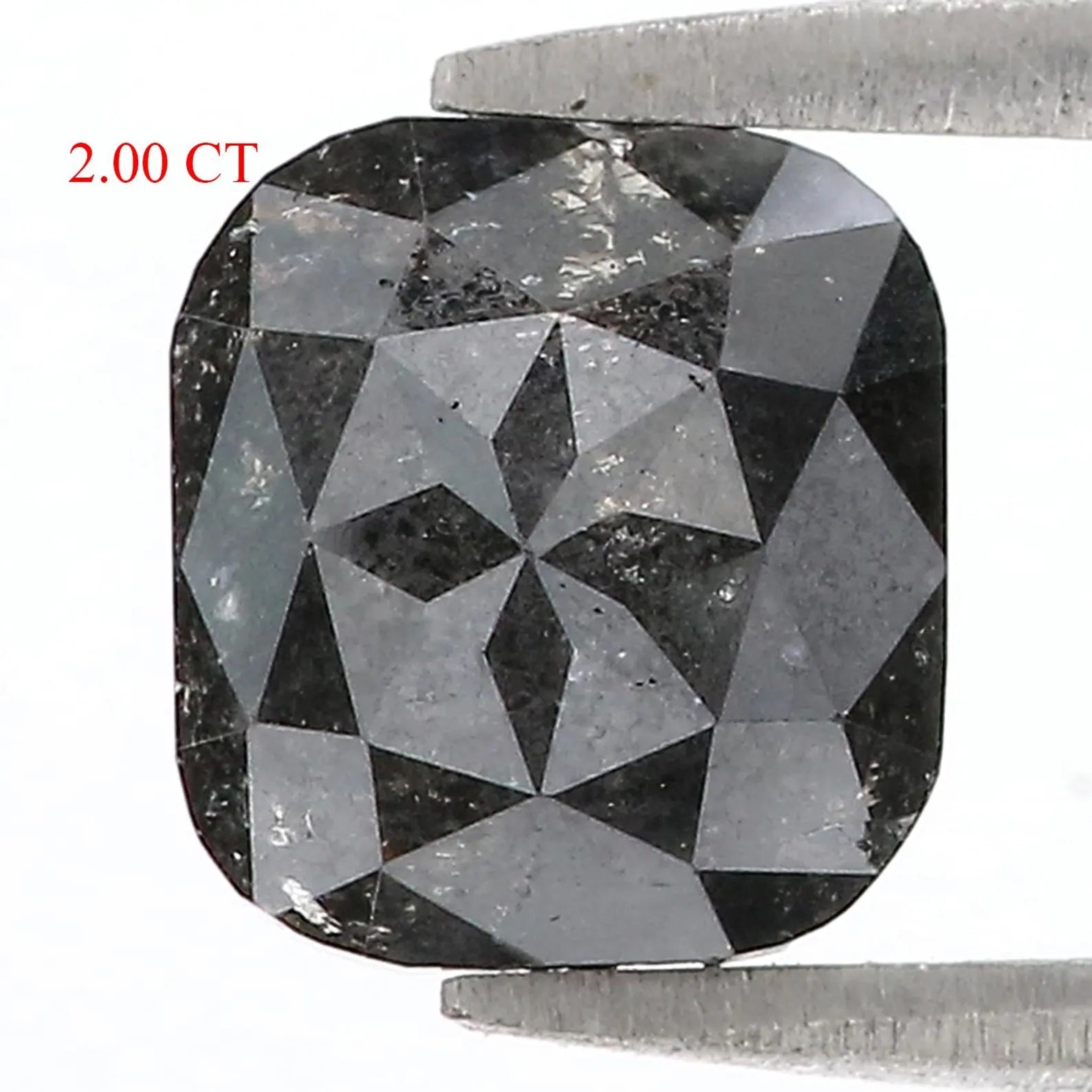 2.00 CT Natural Loose Cushion Shape Diamond Black Color Cushion Diamond 8.20 MM Natural Loose Black Color Cushion Rose Cut Diamond NQ9598