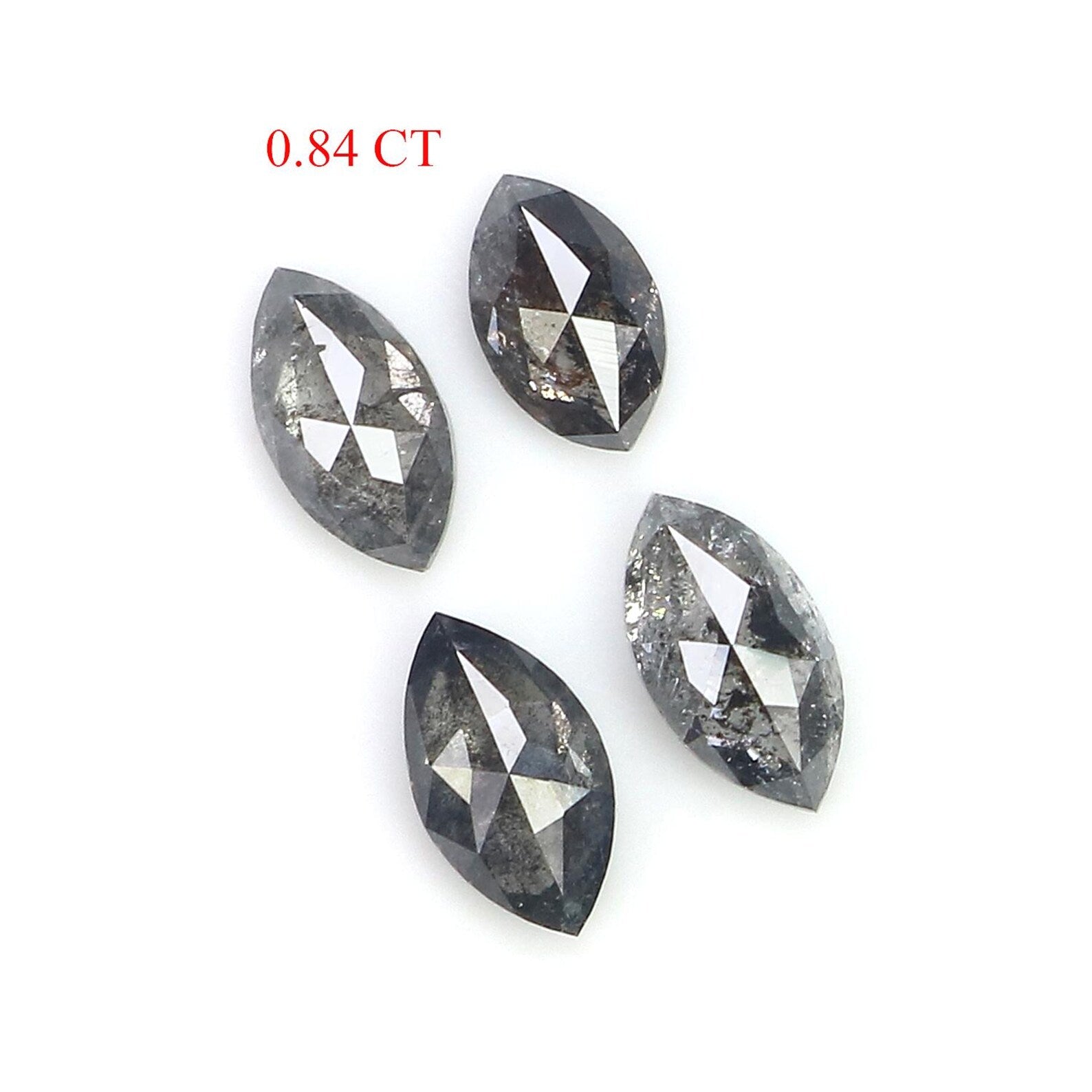 0.84 CT Natural Loose Marquise Shape Diamond Salt And Pepper Marquise Diamond 4.85 MM Natural Black Grey Marquise Rose Cut Diamond NQ1582