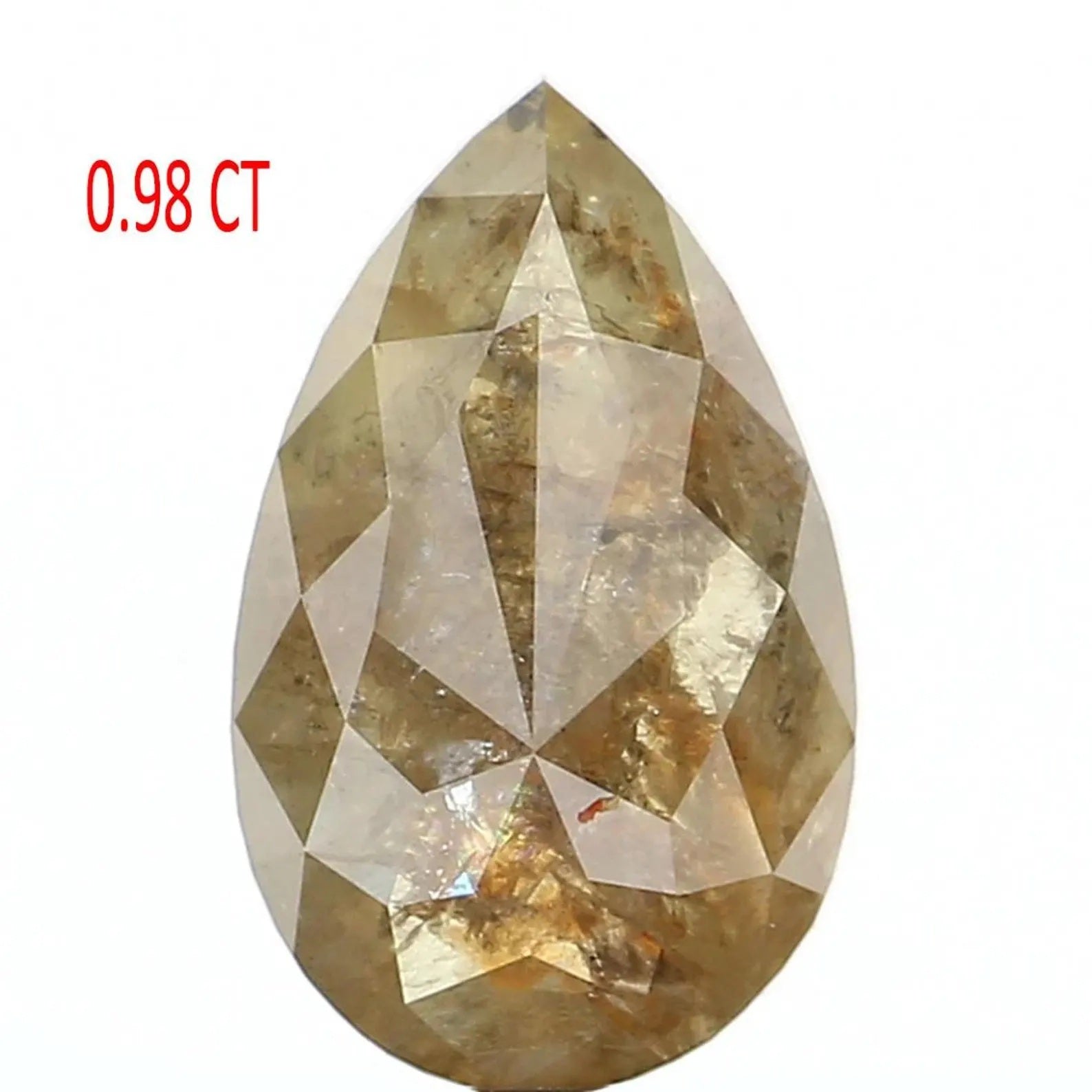 0.98 Ct Natural Loose Pear Shape Diamond Yellow Color Pear Diamond 8.20 MM Natural Loose Green Diamond Color Pear Rose Cut Diamond NQ1077