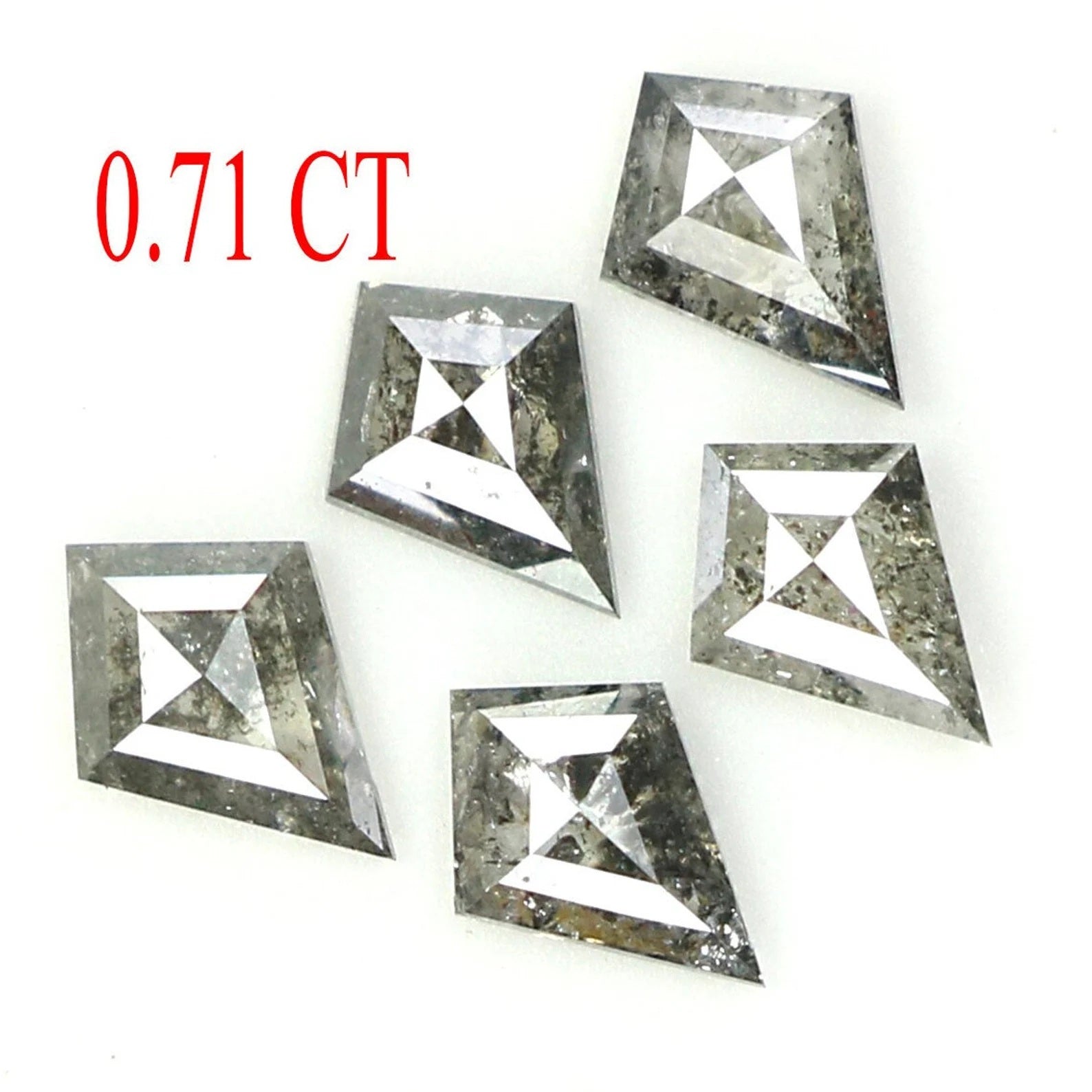 0.71 CT Natural Loose Kite Shape Diamond Salt And Pepper Kite Rose Cut Diamond 4.55 MM Black Grey Color Kite Shape Rose Cut Diamond QN1604