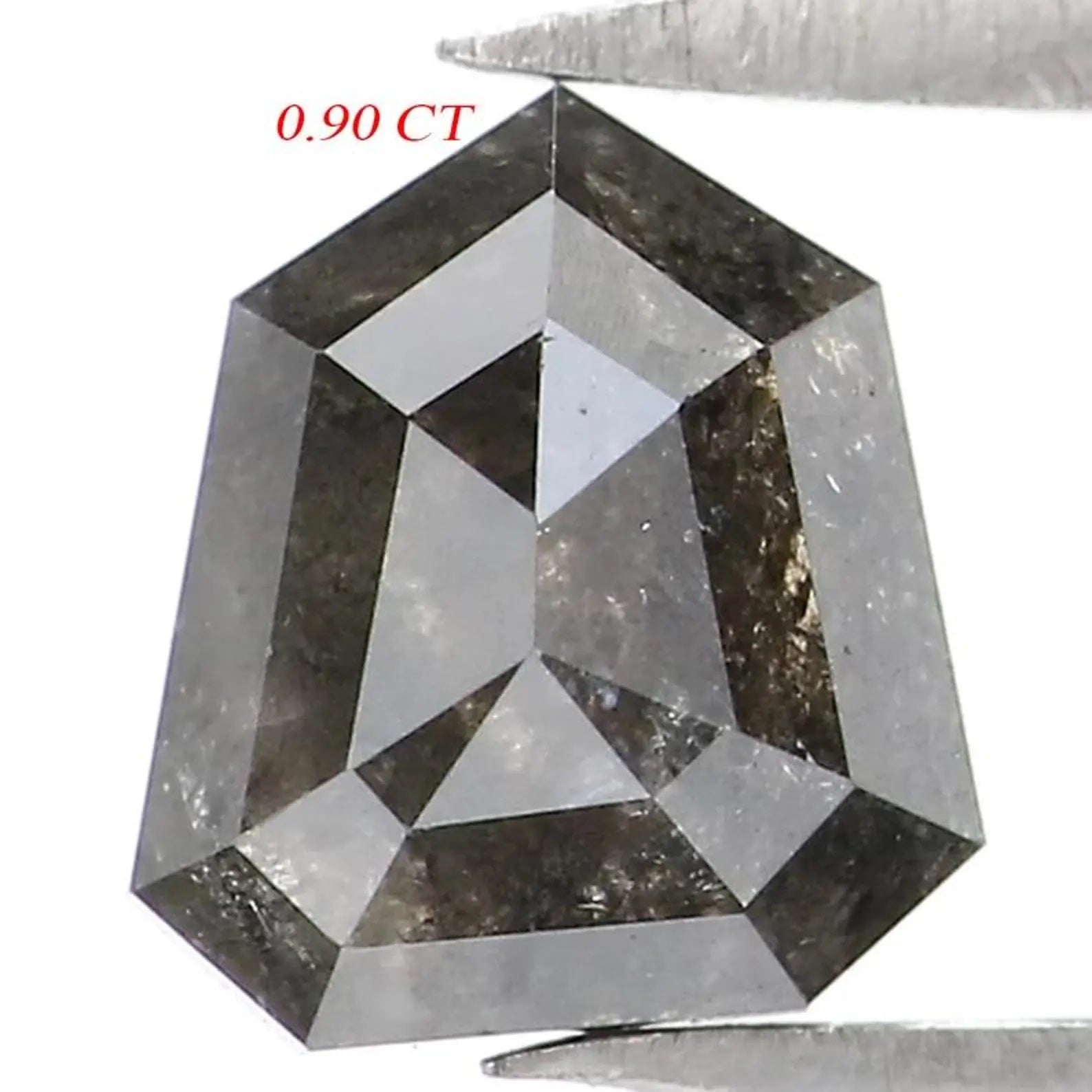0.90 CT Natural Loose Shield Shape Diamond Salt And Pepper Shield Diamond 6.30 MM Natural Loose Black Color Shield Rose Cut Diamond NQ9209
