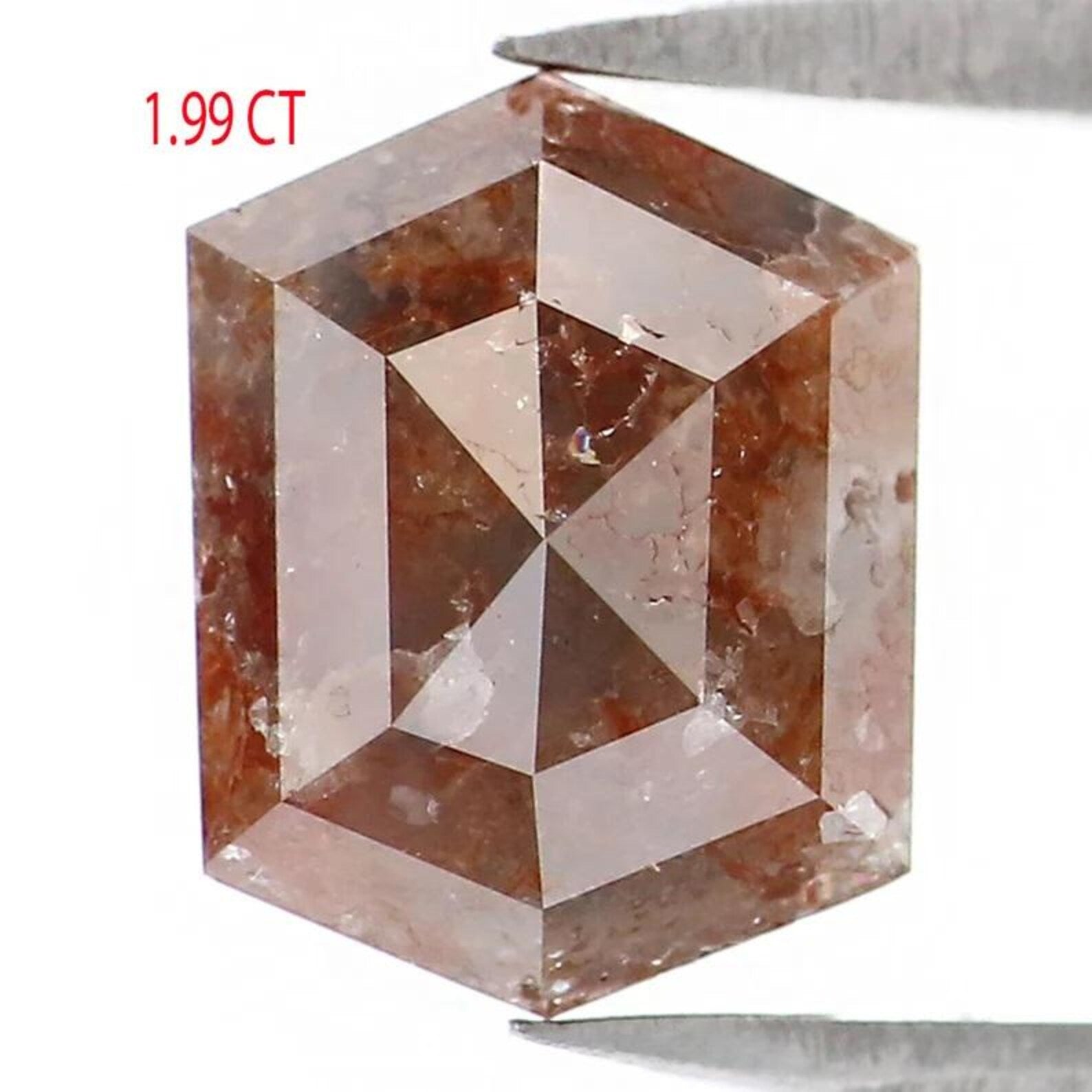 1.99 CT Natural Loose Hexagon Shape Diamond Brown Color Hexagon Diamond 8.15 MM Natural Loose Brown Color Hexagon Rose Cut Diamond NQ1982