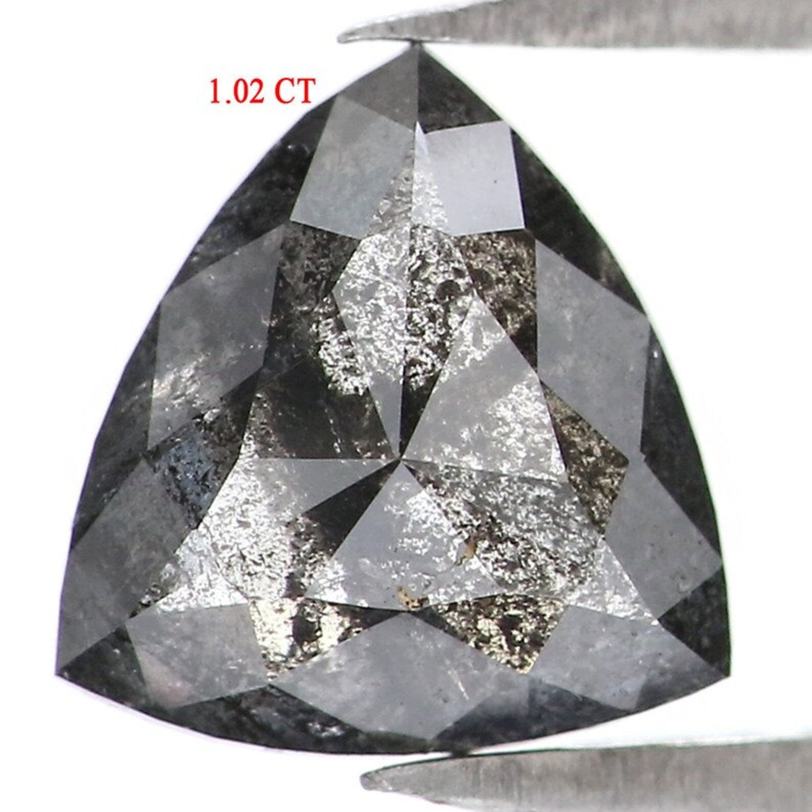 1.02 CT Natural Loose Triangle Diamond Salt And Pepper Triangle Diamond 6.90 MM Natural Black Grey Color Triangle Rose Cut Diamond NQ9566