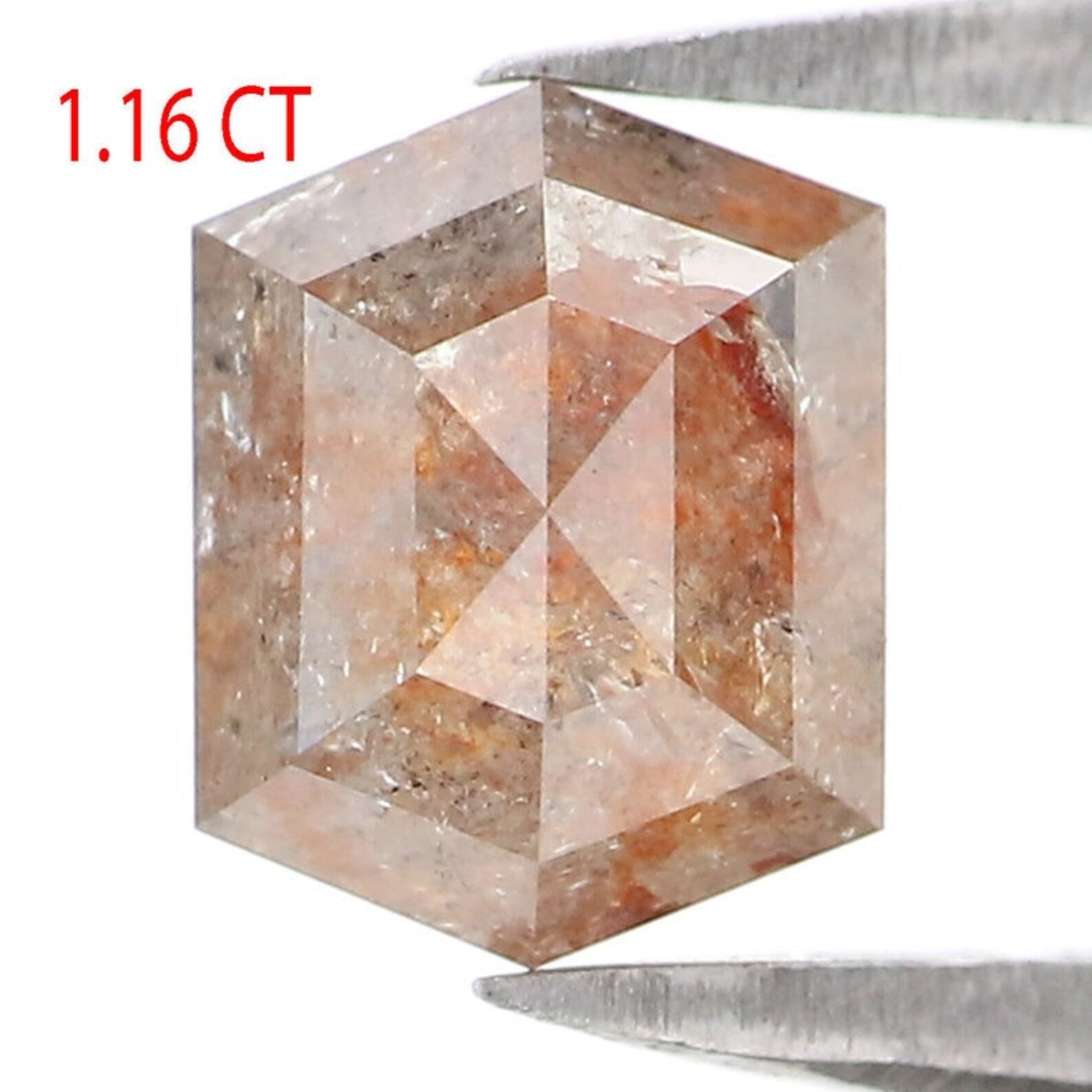 1.16 CT Natural Loose Hexagon Shape Diamond Light Brown Color Hexagon Diamond 6.55 MM Natural Brown Color Hexagon Rose Cut Diamond QN2181