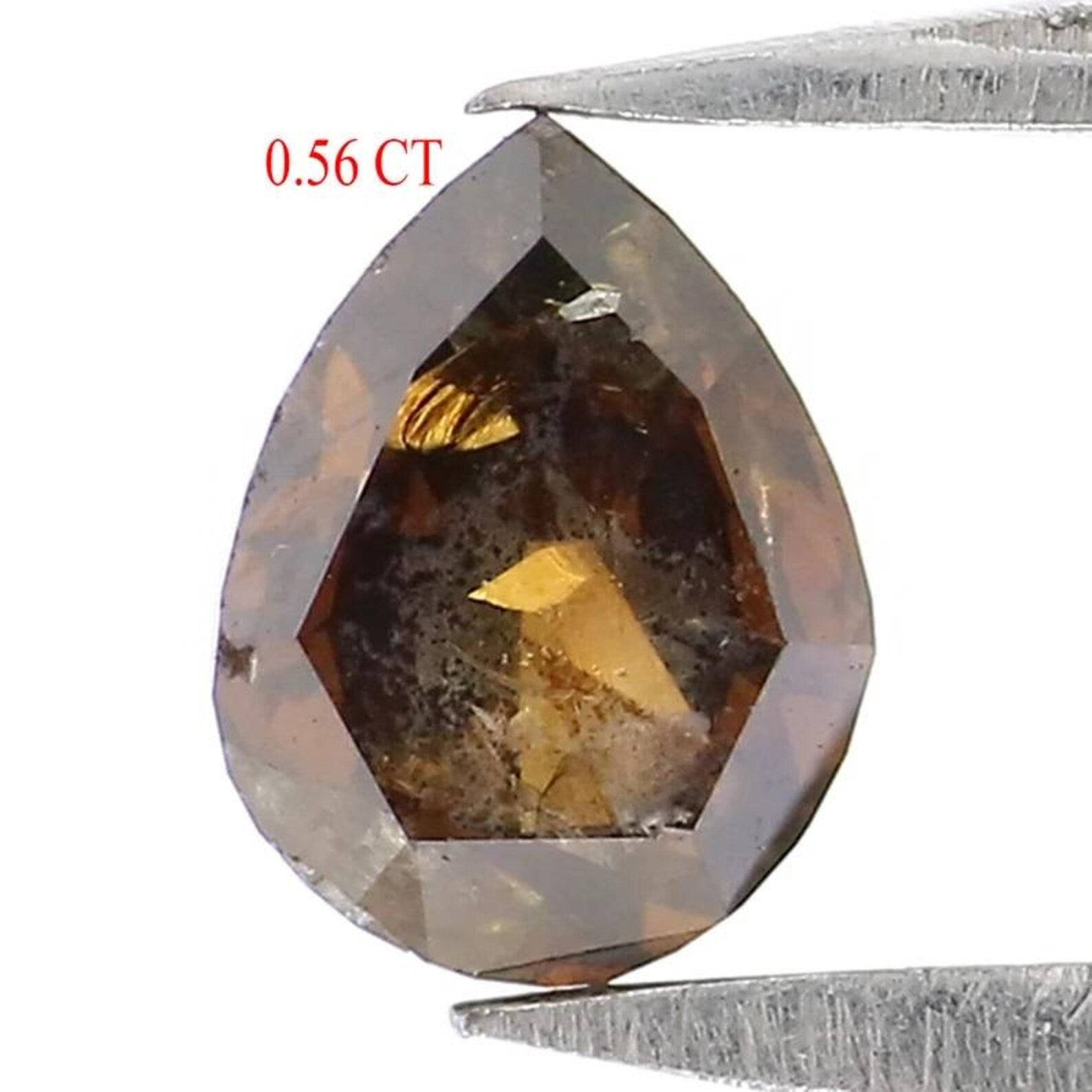 0.56 CT Natural Loose Pear Shape Diamond Brown Color Pear Cut Diamond 5.90 MM Natural Loose Diamond Brown Color Pear Rose Cut Diamond NQ9193