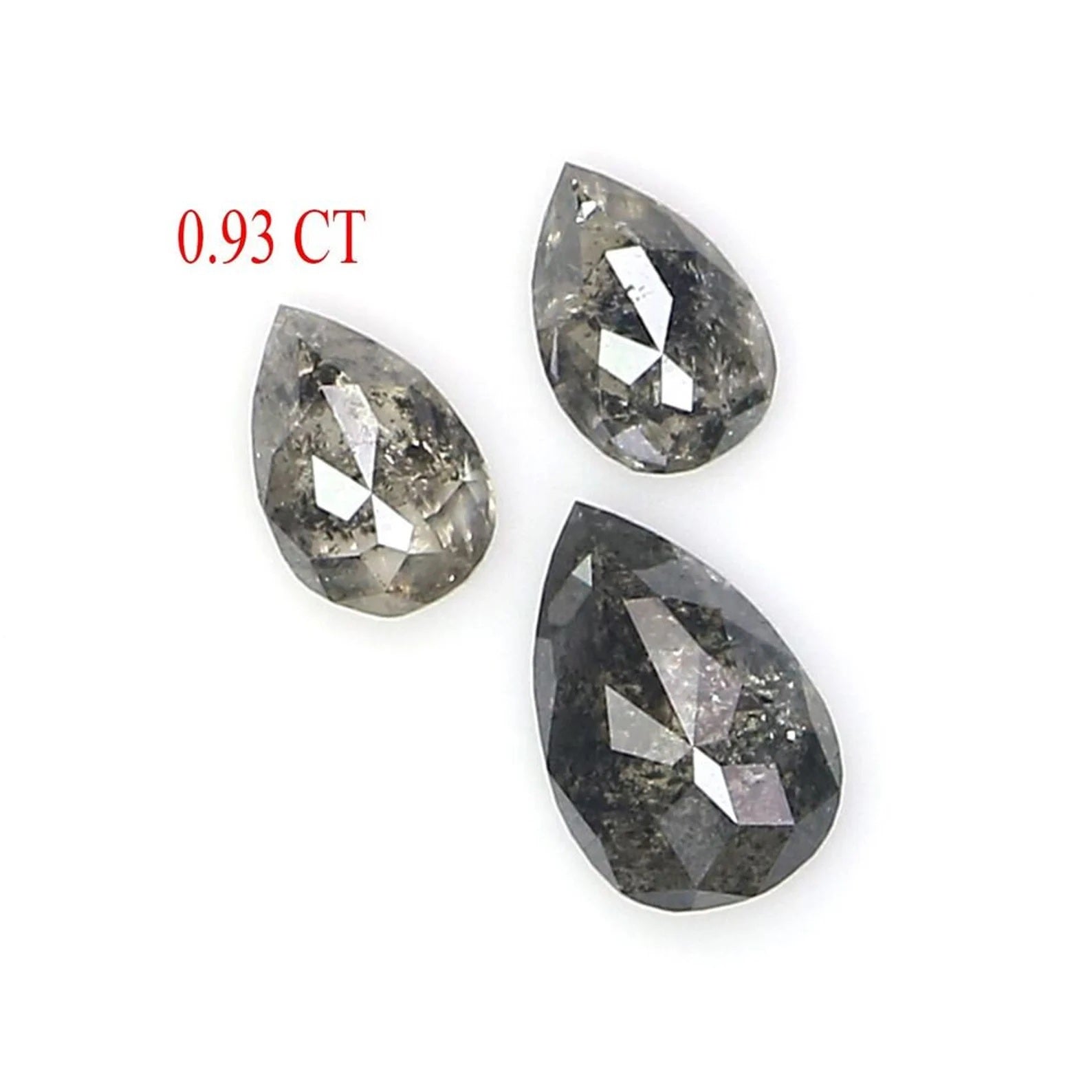 0.93 CT Natural Loose Pear Cut Diamond Salt And Pepper Pear Cut Diamond 6.25 MM Natural Black Grey Color Pear Shape Rose Cut Diamond NQ2427