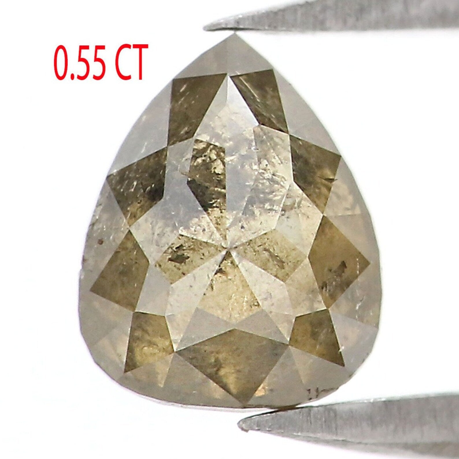 0.55 CT Natural Loose Pear Shape Diamond Yellow Green Color Pear Cut Diamond 5.90 MM Natural Loose Diamond Pear Rose Cut Diamond NQ8353