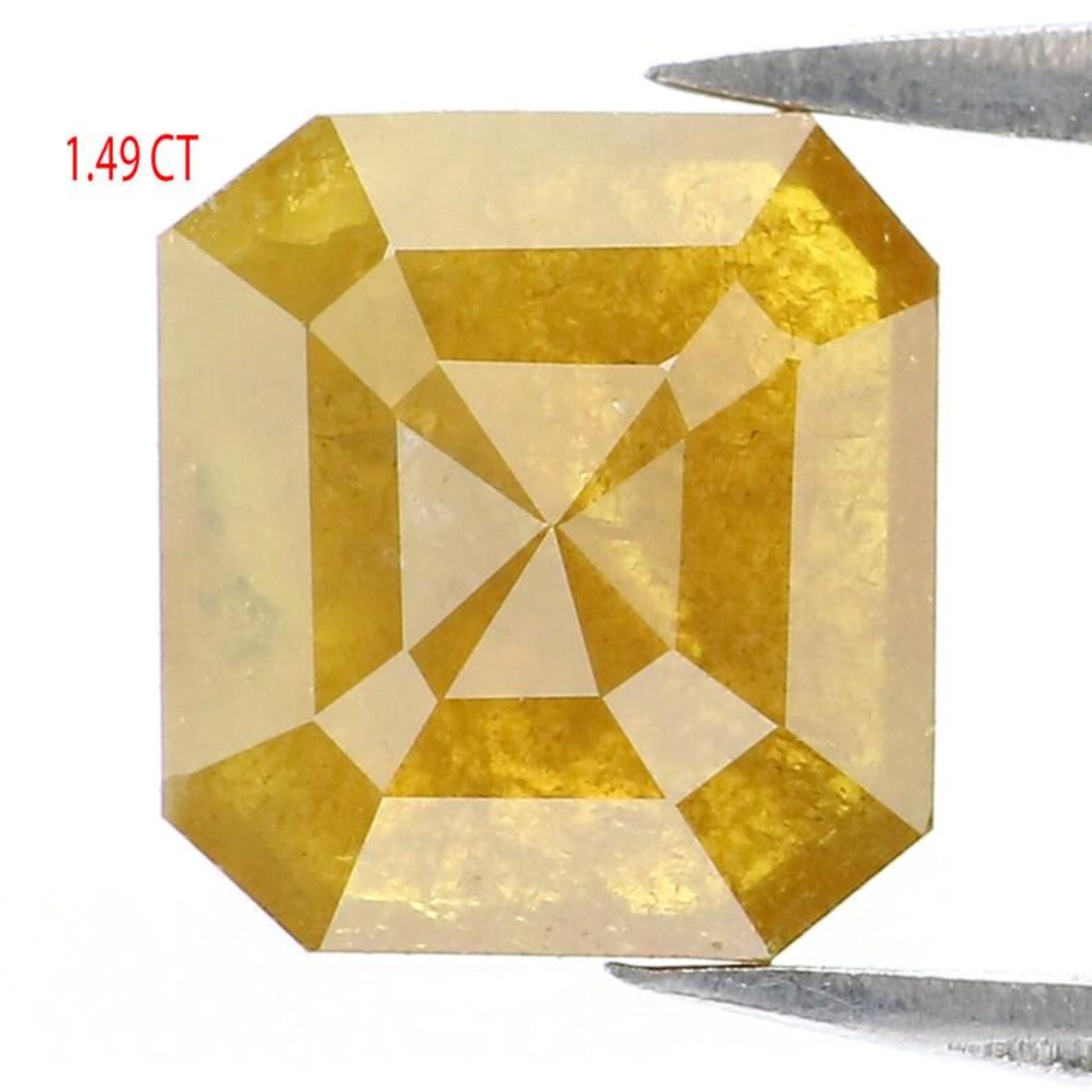 1.49 Ct Natural Loose Emerald Shape Diamond Yellow Color Emerald Diamond 7.55 MM Natural Loose Yellow Color Emerald Rose Cut Diamond NQ504