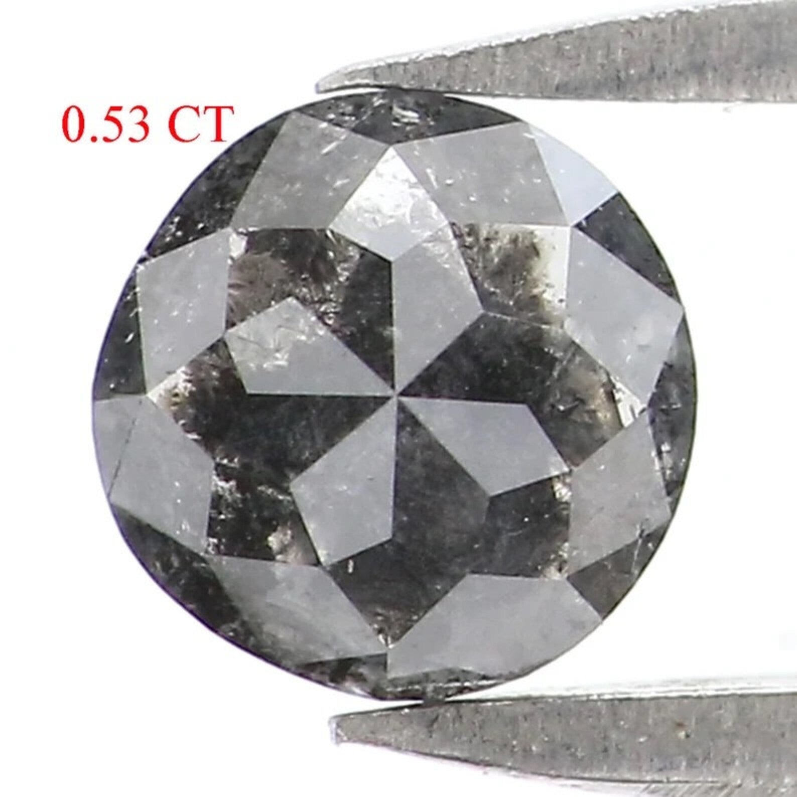 0.53 CT Natural Loose Round Shape Diamond Salt And Pepper Round Cut Diamond 4.85 MM Natural Black Grey Color Round Rose Cut Diamond NQ2308
