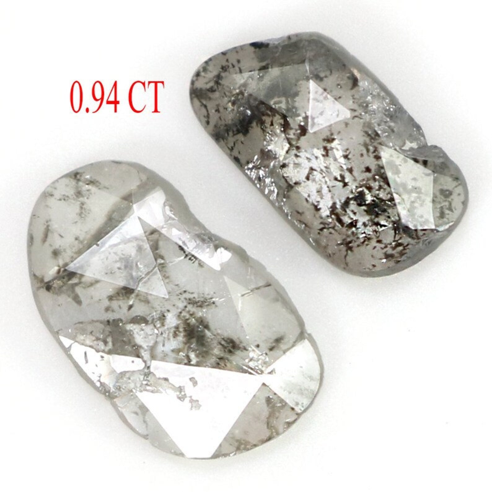 0.94 CT Natural Loose Slice Shape Diamond Salt And Pepper Slice Cut Diamond 7.05 MM Natural Black Grey Color Slice Rose Cut Diamond NQ1632