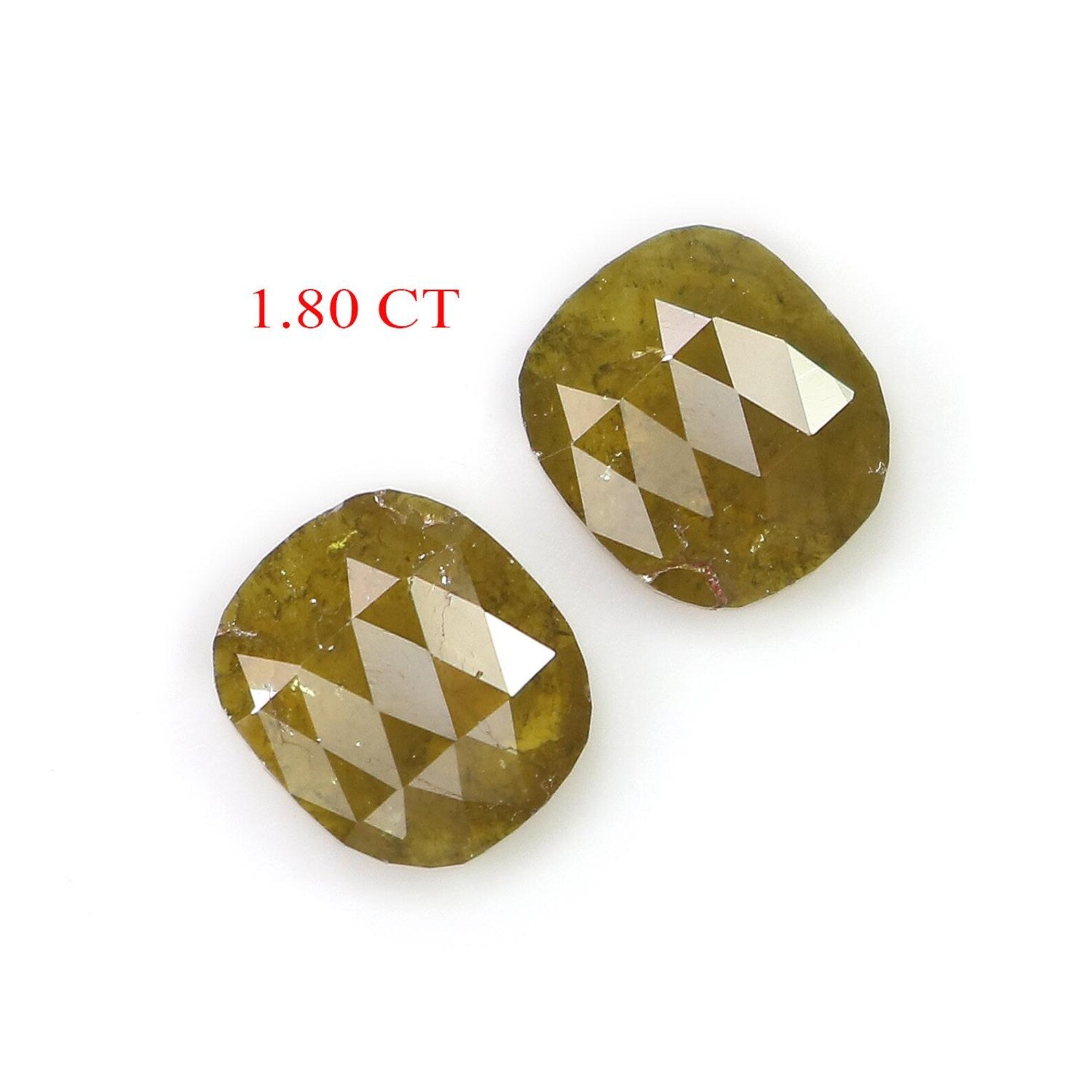 1.80 CT Natural Loose Oval Shape Pair Diamond Yellow Color Oval Cut Pair Diamond 6.70 MM Natural Loose Oval Pair Rose Cut Diamond NQ8231