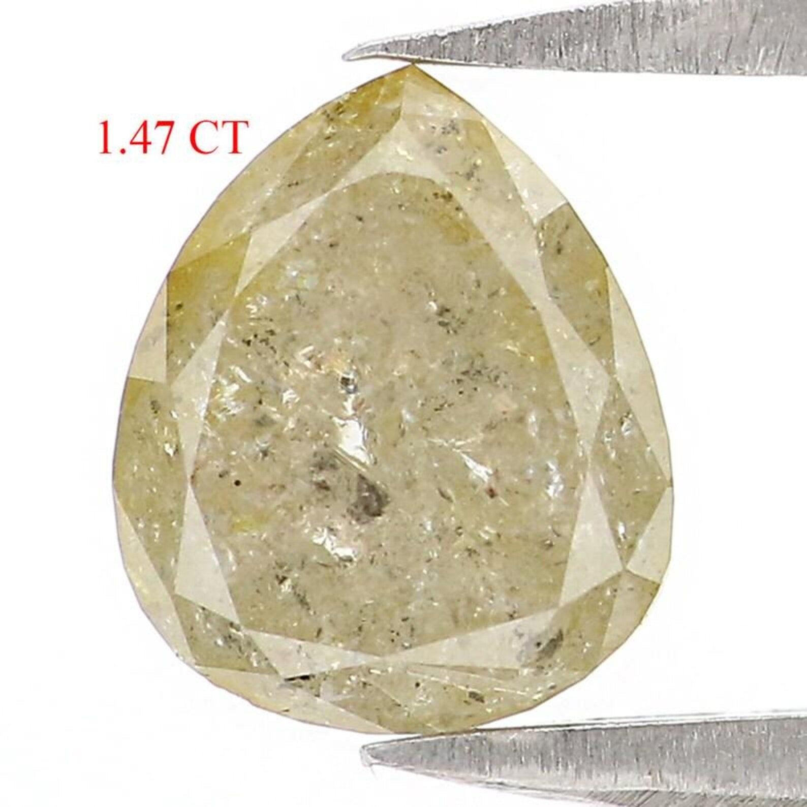 1.47 CT Natural Loose Pear Shape Diamond Yellow Color Pear Cut Diamond 7.40 MM Natural Diamond Green Color Pear Rose Cut Diamond NQ2377